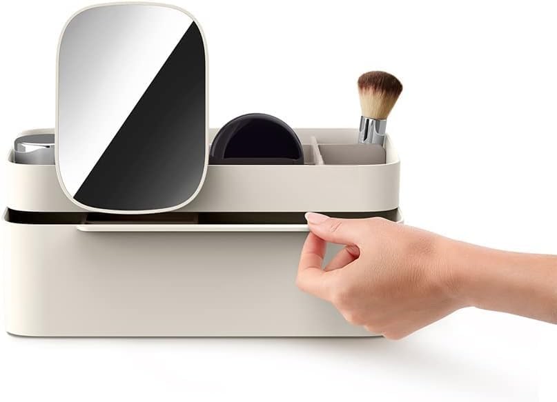 Praxon Multi-Compartment Cosmetic Storage Box & Makeup Organizer for Skincare, Jewelry, Lipstick - Perfect for Bathroom, Dresser, Vanity & Countertop Organization | Ideal for Daily Beauty Routine & Travel