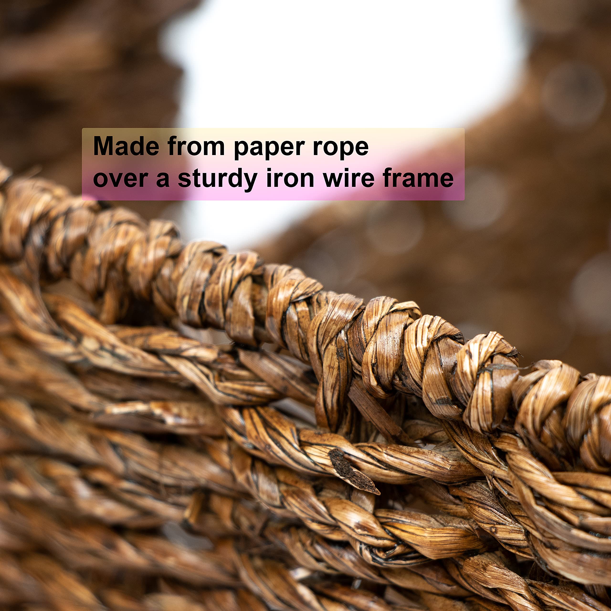 Foldable Storage Basket with Iron Wire Frame - Set of 4 by Trademark Innovations | Space-Saving Organizer for Home, Office, Closet & Laundry Room