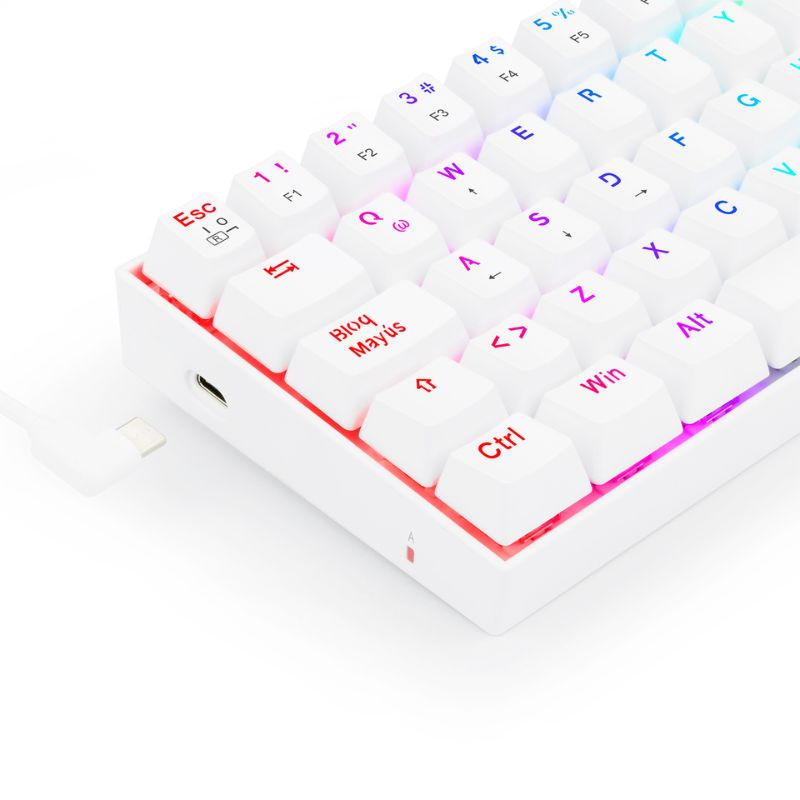 Redragon Dragonborn K630W RGB Wireless Gaming Keyboard - 60% Compact Mechanical Keyboard with Red Switches, White Backlit for PC, Mac, PS4, Xbox - Perfect for Esports, Streaming & Office Work