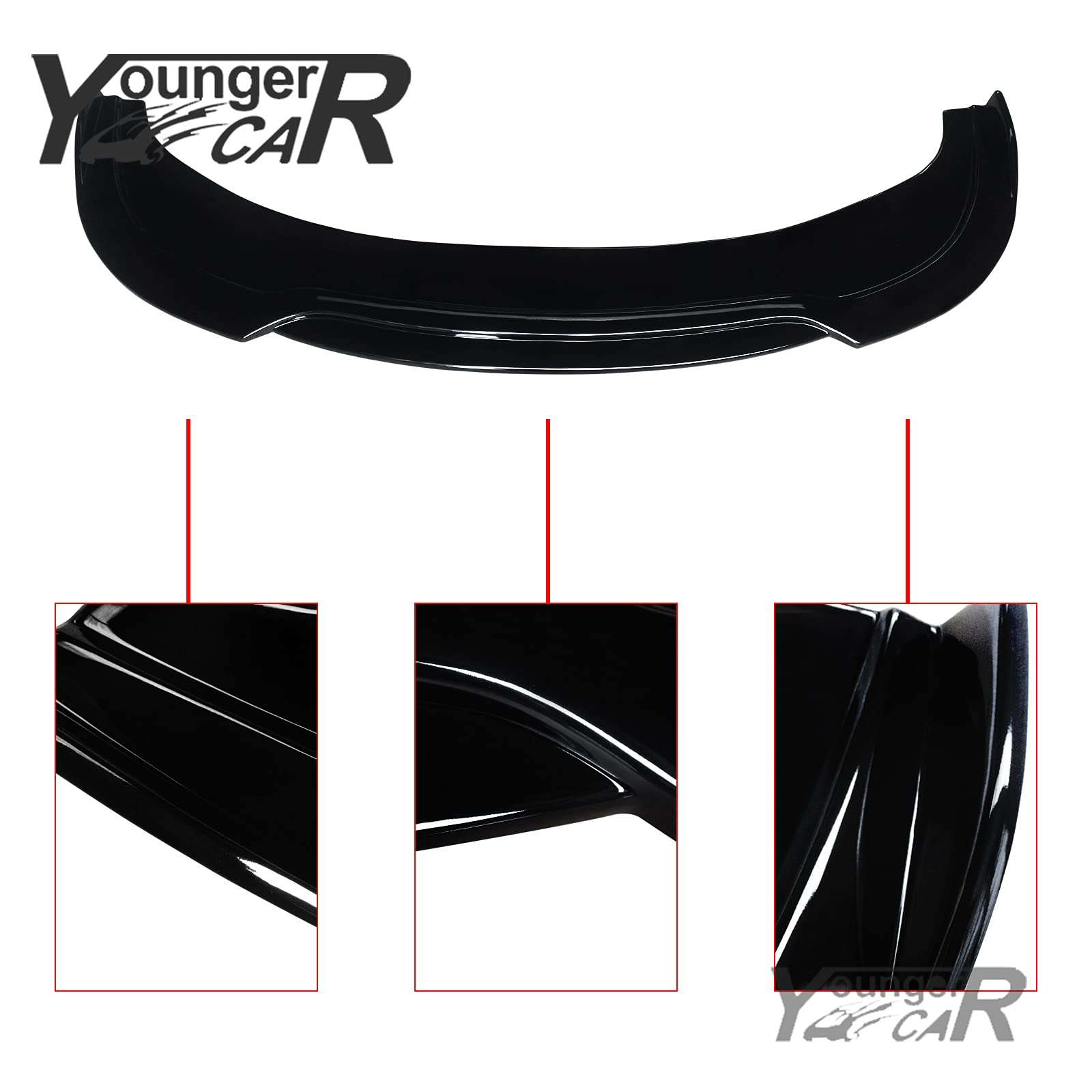 YOUNGERCAR Gloss Black ABS Front Diffuser Bumper Lip for 2015-2022 Chrysler 300 RT - Double-Deck Front Spoiler Splitter - Enhances Aerodynamics & Sporty Look for Street Racing & Car Shows