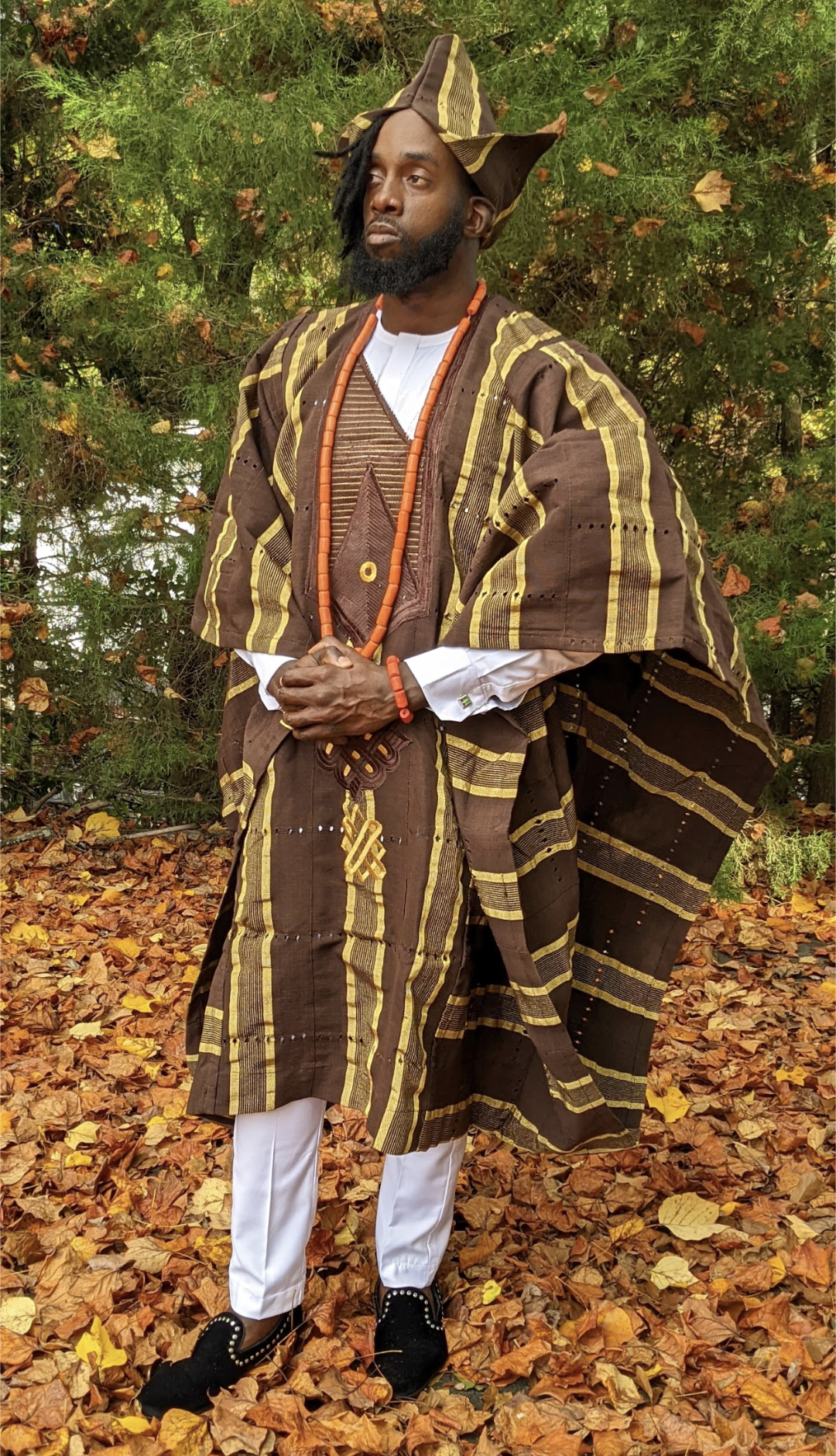 Esho African Aso Oke Grand Boubou Agbada Robe DP4085 - Traditional Nigerian Wedding Attire for Men & Women | Perfect for Cultural Celebrations, Parties & Special Occasions