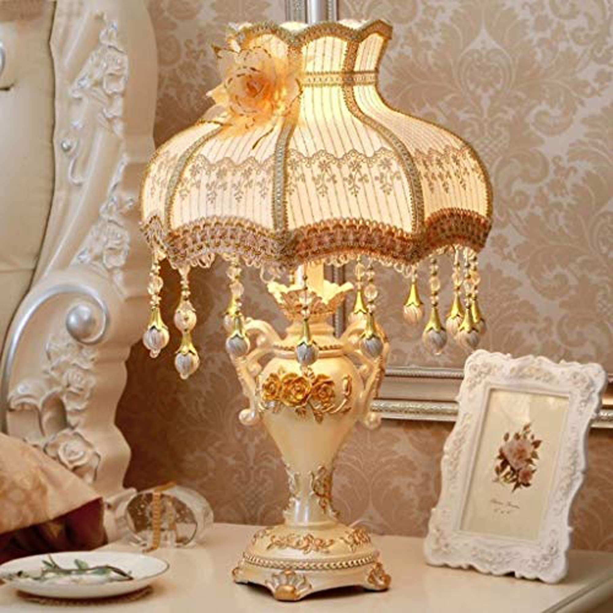 13-Inch Traditional Asian Table Lamp with Fabric Shade - 21