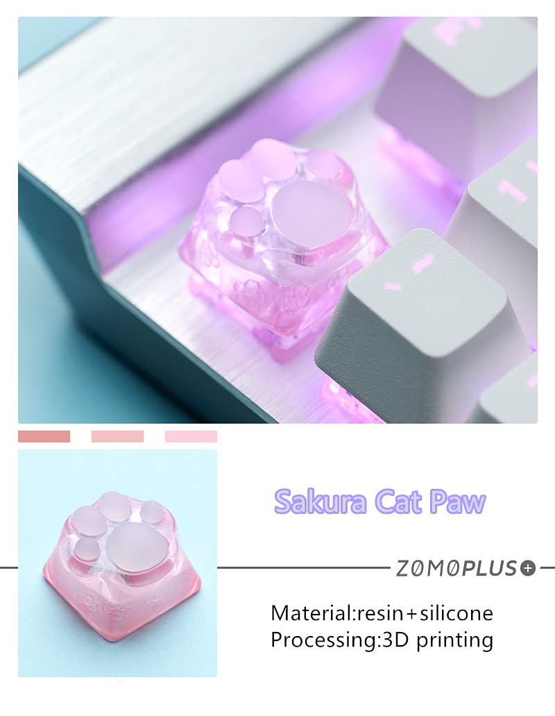 Cute Cat-Claws Keycap for Cherry MX Switches - Gaming Keyboard Accessory (Pink Translucent)