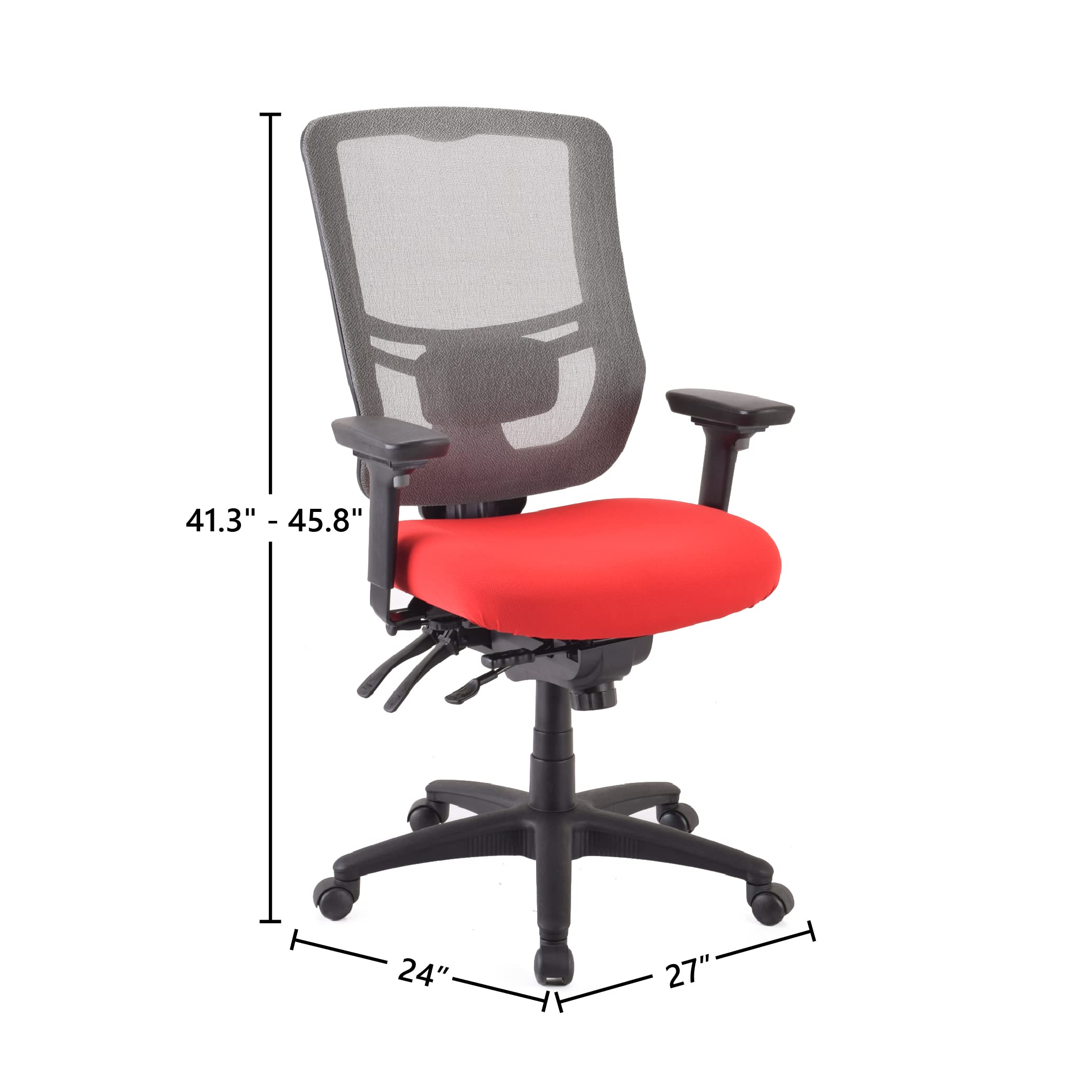 Tempur-Pedic Adjustable Office Chair with Lumbar Support - Ergonomic Mesh Back Task Chair for Home & Office Workspace - Red (Perfect for Long Hours Sitting, Computer Work & Gaming)