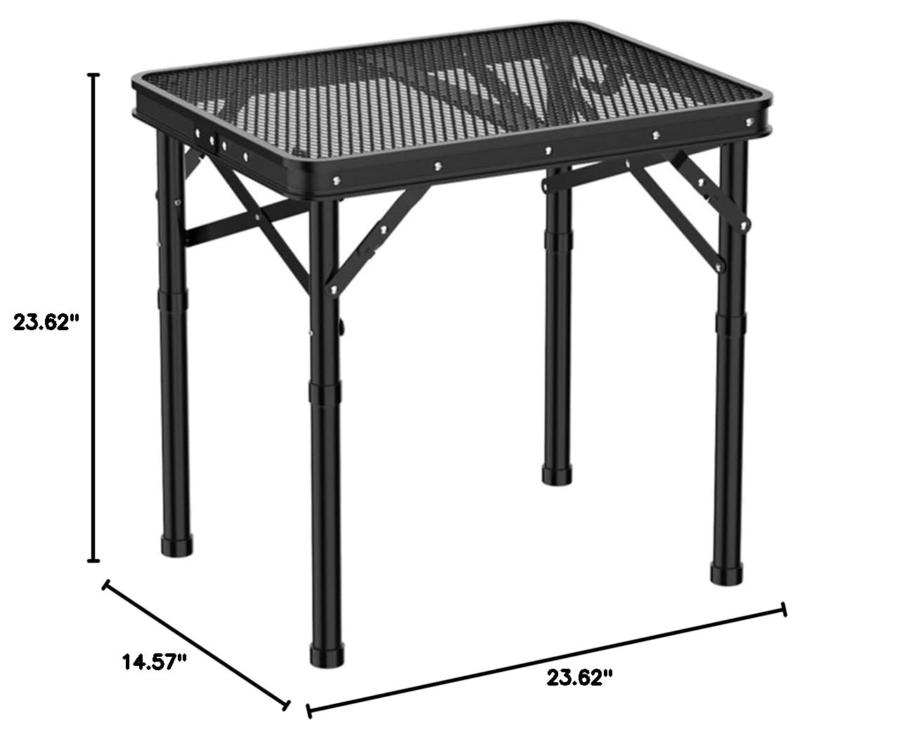 Heavy Duty Folding Table - Portable Adjustable Height Aluminum Camping Table with Handle, 220lbs Capacity Metal Mesh Desktop for Outdoor, Indoor, Camping, Picnic, BBQ, Party, Dining & Office Use