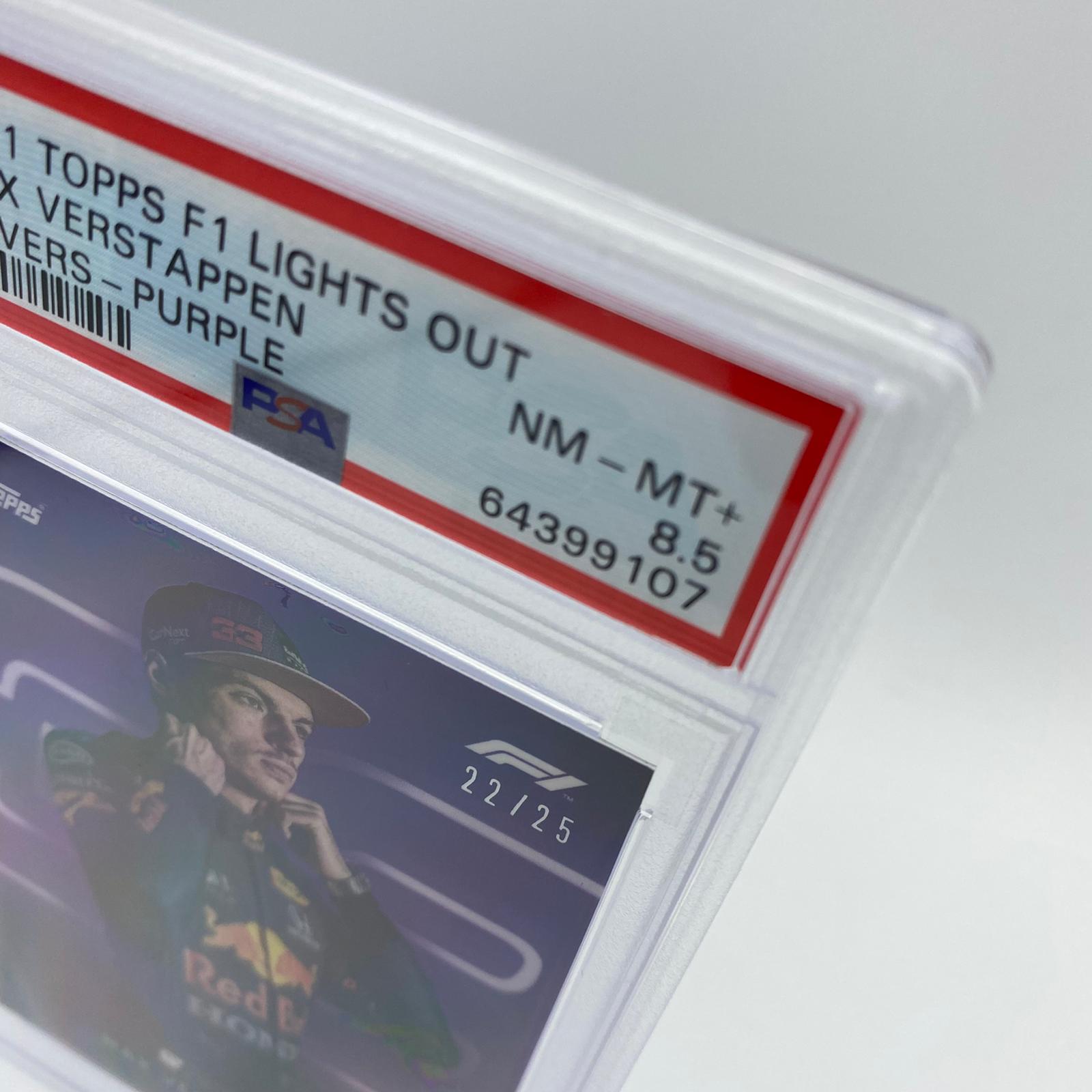PSA 8.5 Graded 2022 Max Verstappen Purple Parallel Driver Card #22/25 - Perfect for F1 Collectors, Racing Fans & Sports Memorabilia Displays