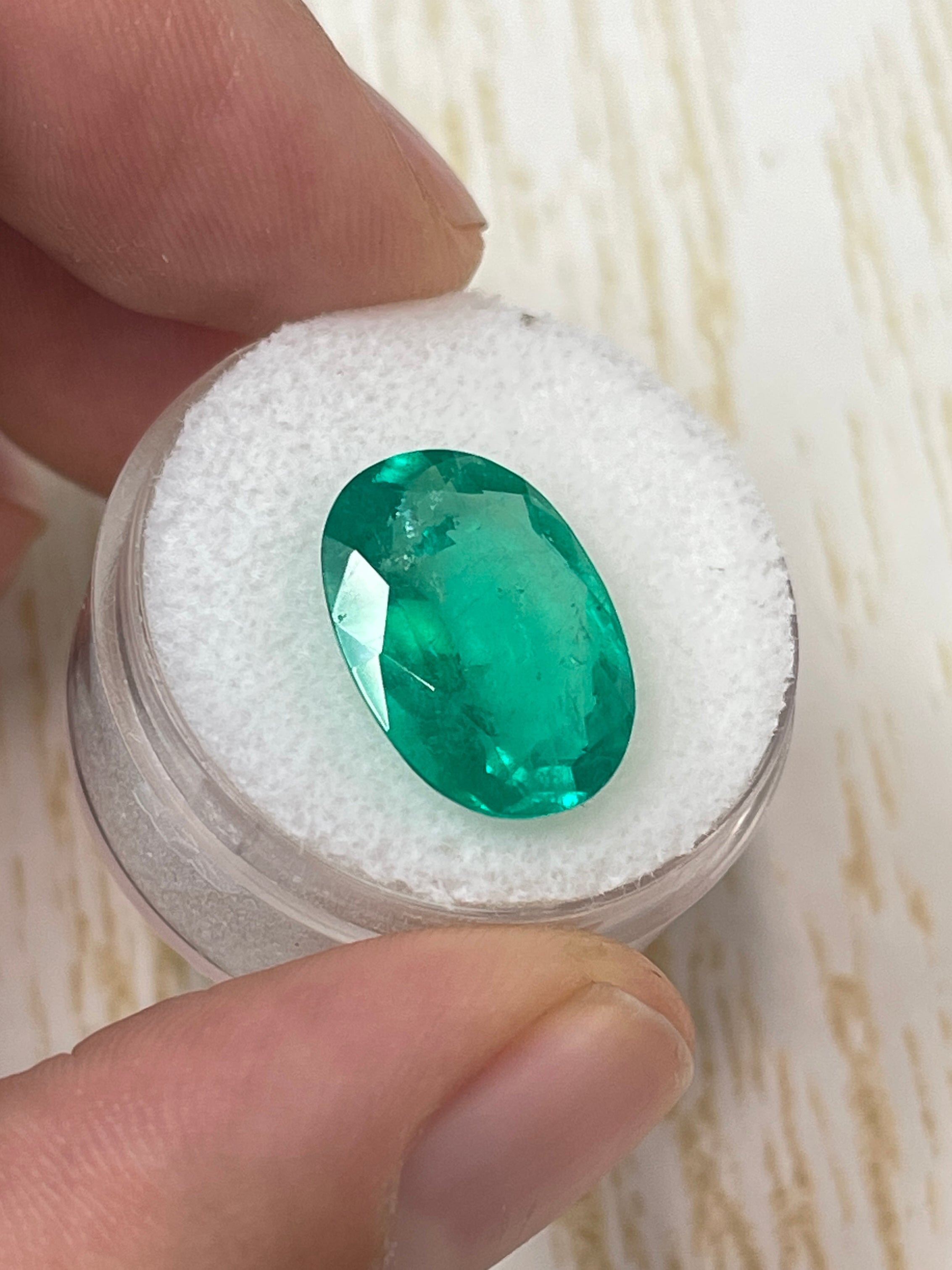 7.00 Carat 16x12mm Yellowish Green Natural Loose Colombian Emerald Oval Cut Gemstone for Jewelry Making, Engagement Rings & Luxury Gifts