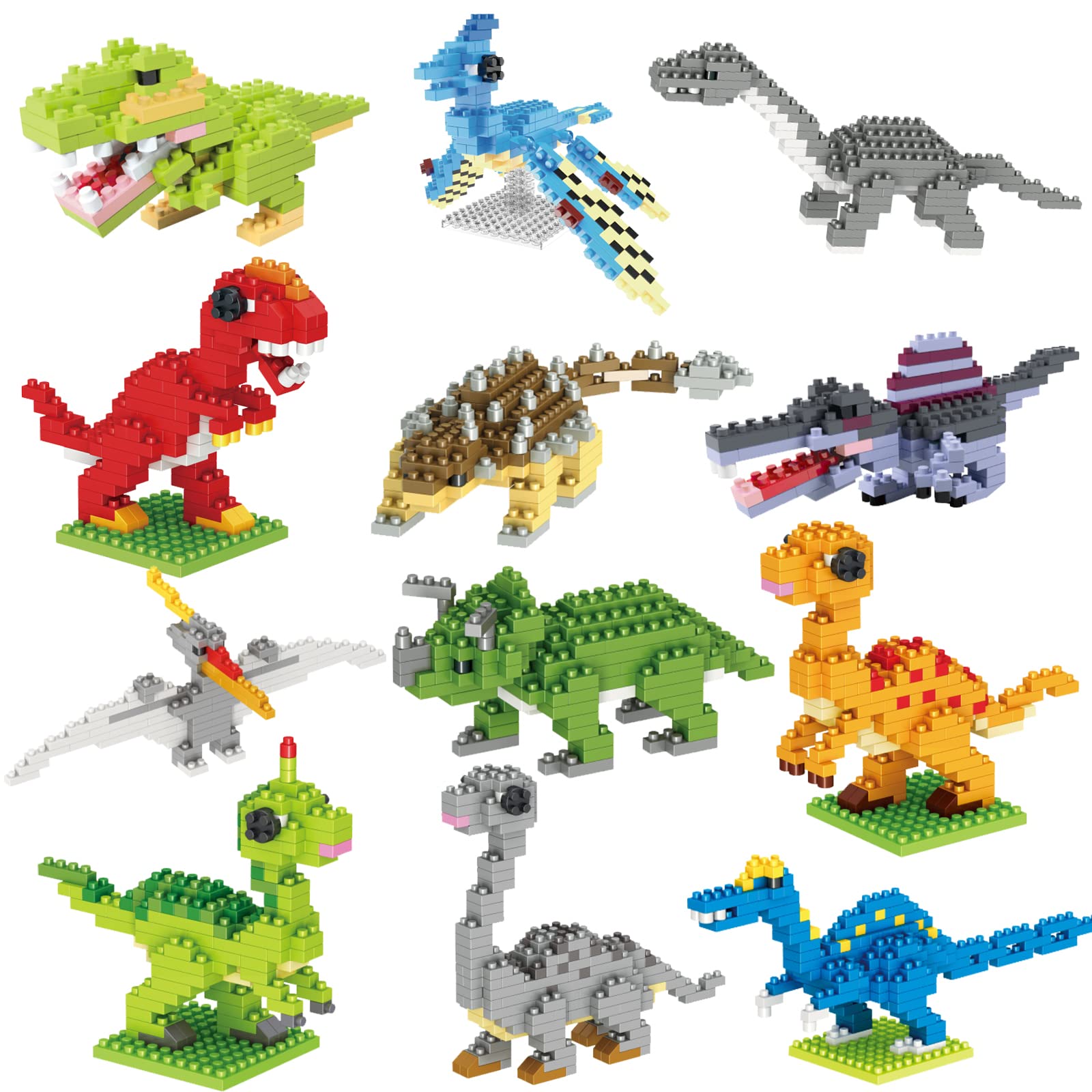 Mini Dinosaur Building Blocks Set - 12Pcs DIY Toys for Kids | STEM Learning & Creative Play
