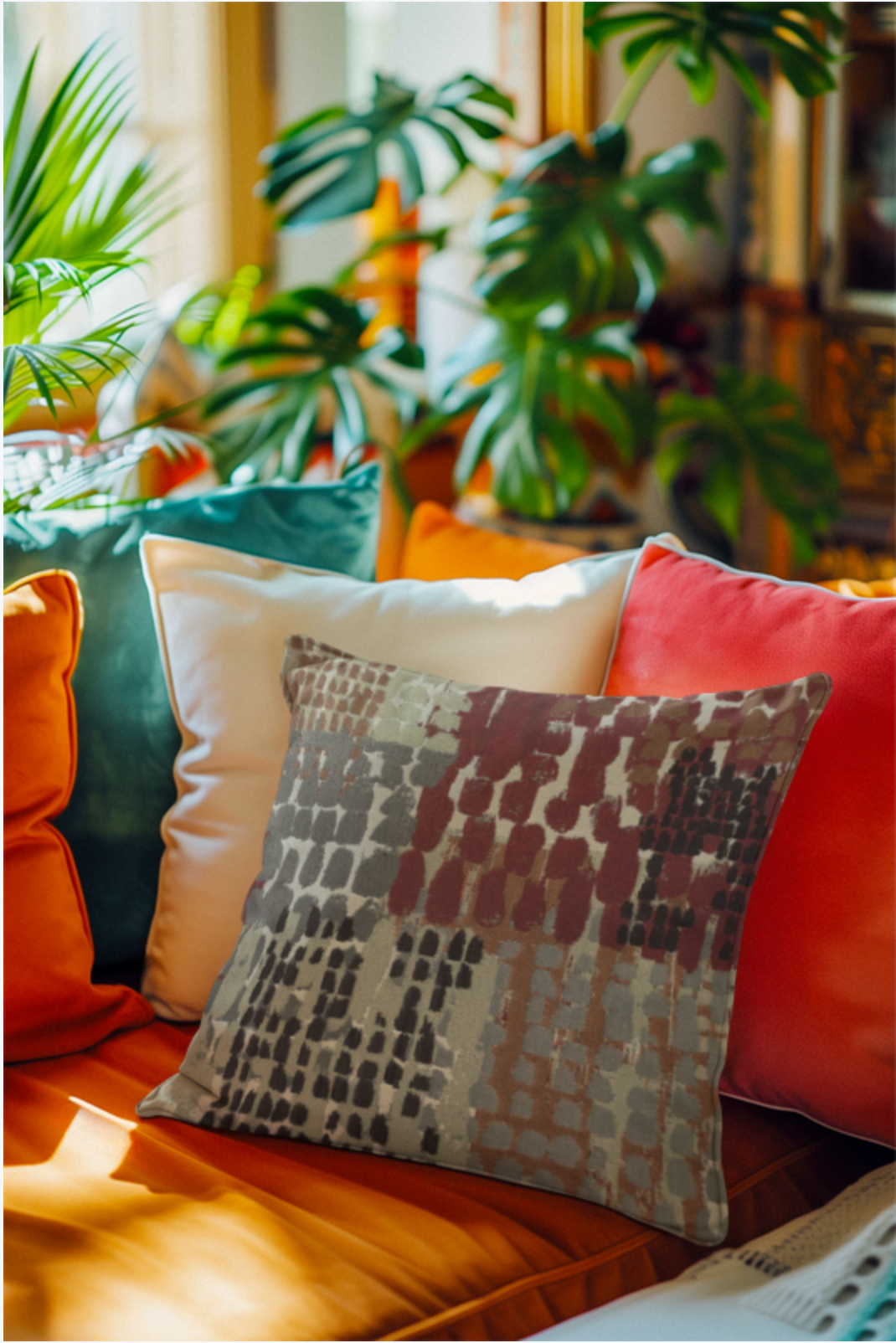Quest Cinder Abstract Throw Pillow 20x20 Inches - Modern Decorative Square Pillow Cover for Sofa, Bed, Couch & Home Decor
