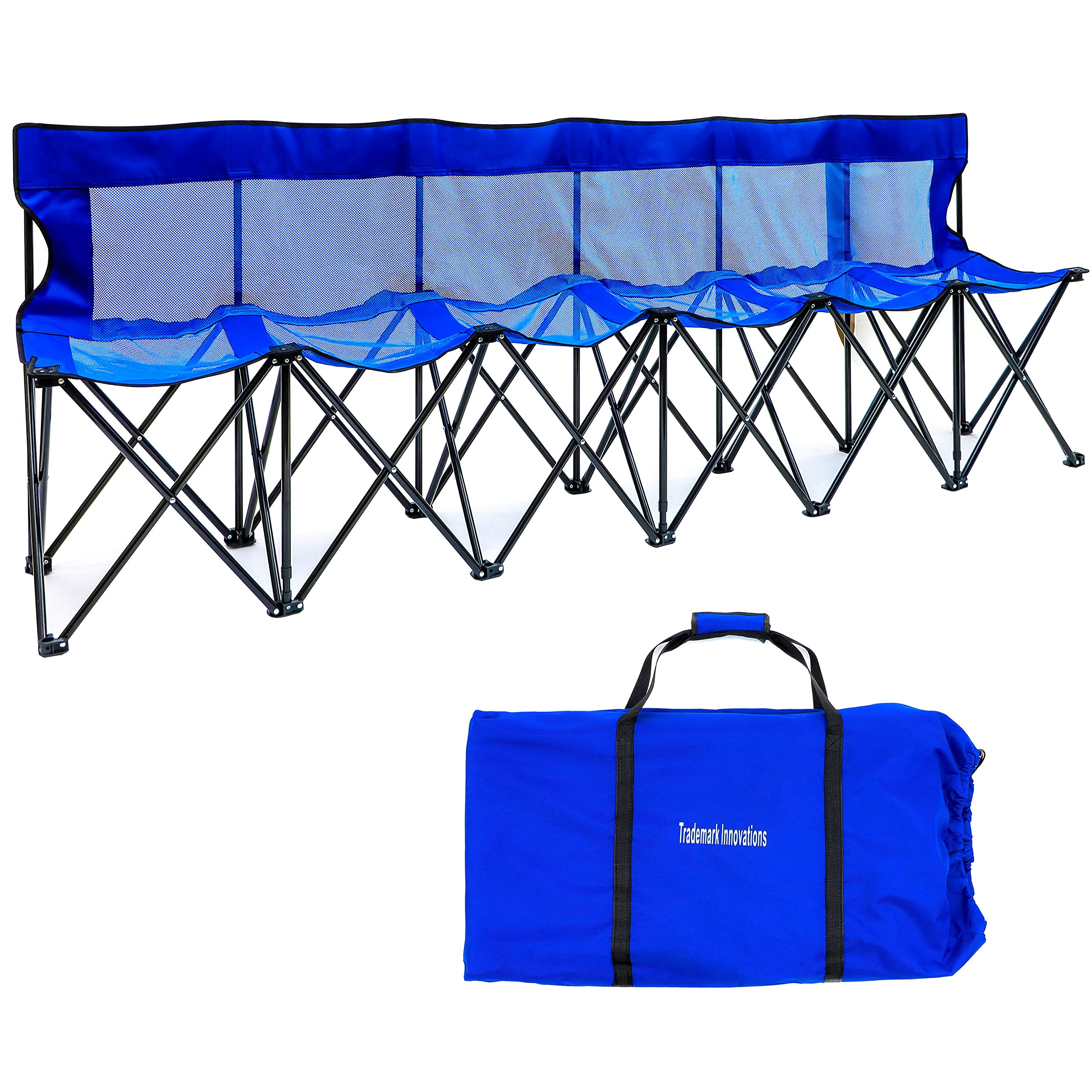 Trademark Innovations Portable Sports Bench with Mesh Seat & Back - Lightweight Folding Bench for Outdoor Games, Gym, Camping & Picnics