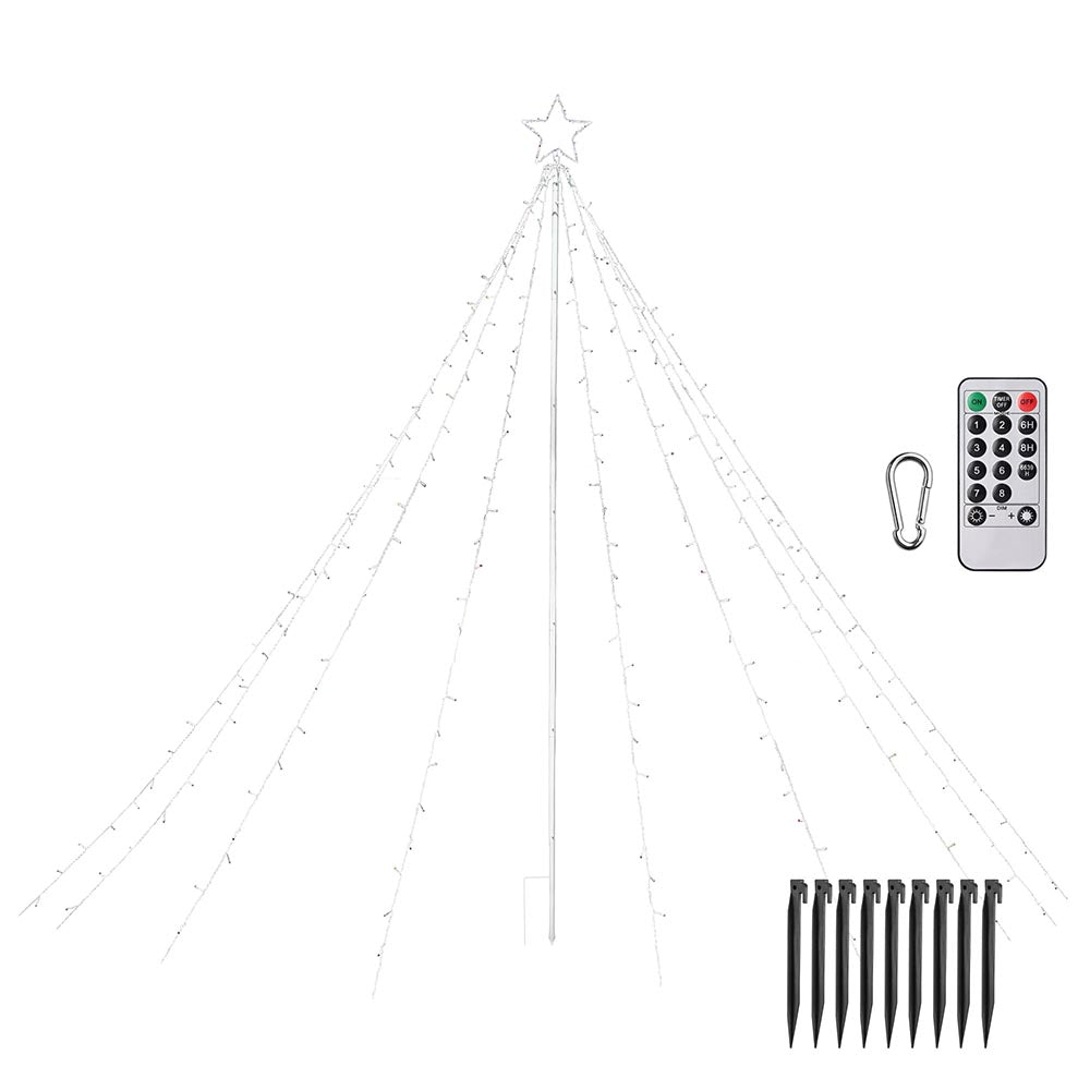 TheLAShop 9-String Christmas Tree Lights with Pole & Star - Perfect for Indoor Holiday Decorations, Xmas Tree Lighting, and Festive Home Decor