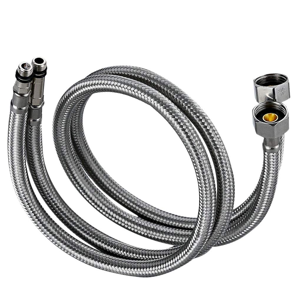 2Pcs 80cm 304 Stainless Steel Shower Hose - Flexible Faucet Water Inlet Tube for Basin Tap, Bathroom Sink & Kitchen (Silver) - Durable & Leak-Proof Design for Home & Commercial Use