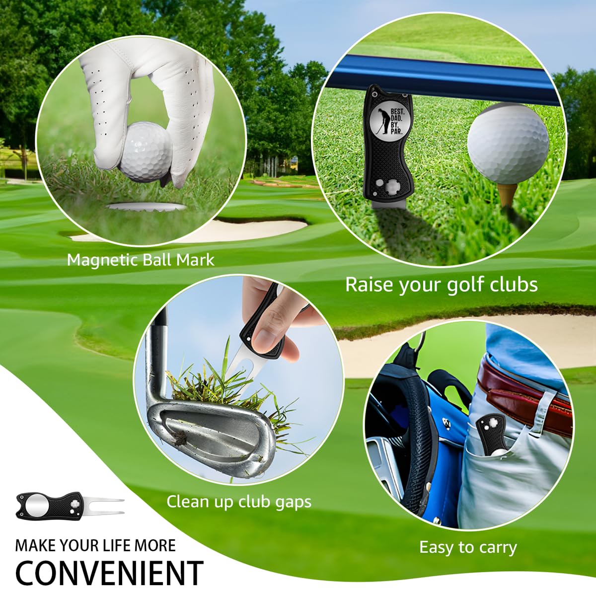Pishavi Funny Golf Divot Repair Tool & Ball Marker - Golf Gifts for Men, Dad, Husband, Grandpa - Perfect Retirement Gift for Golf Lovers, Coworkers & Boss | Great for Golf Courses, Tournaments & Father's Day
