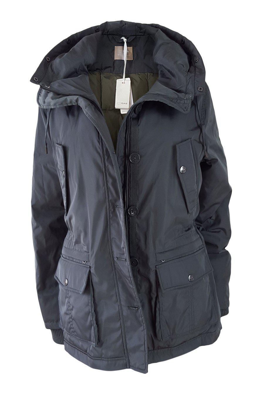GAS Women's Grey Padded Hooded Utility Coat with Multiple Pockets - Winter Warm Jacket for Outdoor Activities (UK 16)