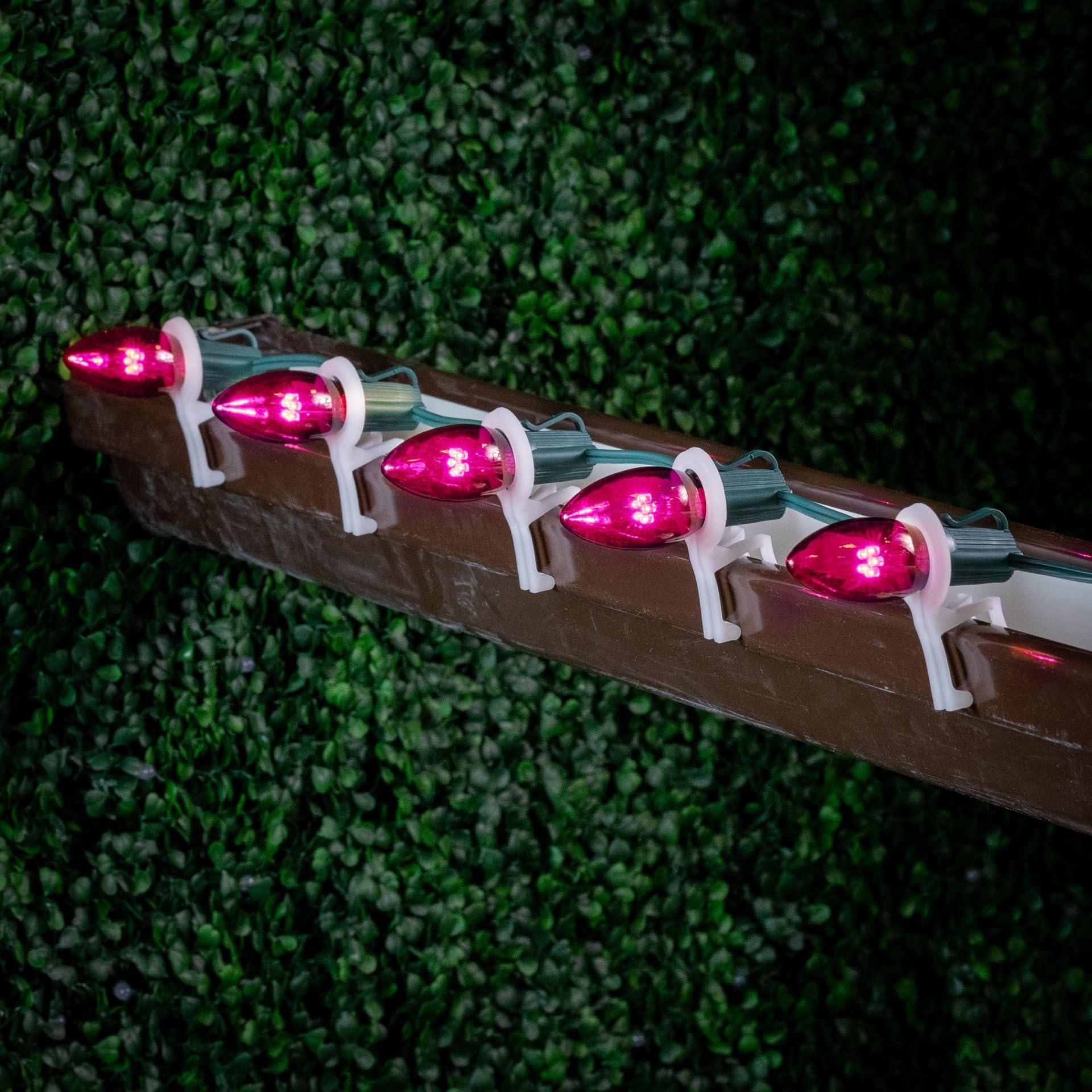 5 Pack Pink C9 LED Outdoor String Lights - E17 Base, 0.75W Energy Efficient Christmas & Patio Decoration Bulbs - Perfect for Garden, Backyard, Wedding & Holiday Lighting