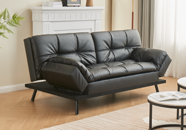 BlackVue Adjustable Sleeper Sofa with Split Back Design, Memory Foam Cushion & Sturdy Steel Legs - Perfect for Small Spaces, Guest Rooms, and Home Offices