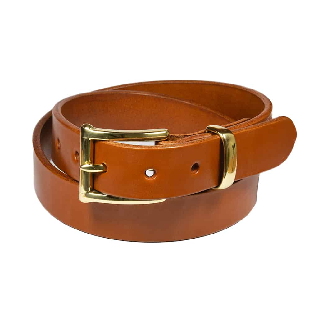 Barnes & Moore Slim Leather Belt Harness for Men - Tan & Brass Buckle - Stylish Waist Belt for Casual, Business & Outdoor Wear