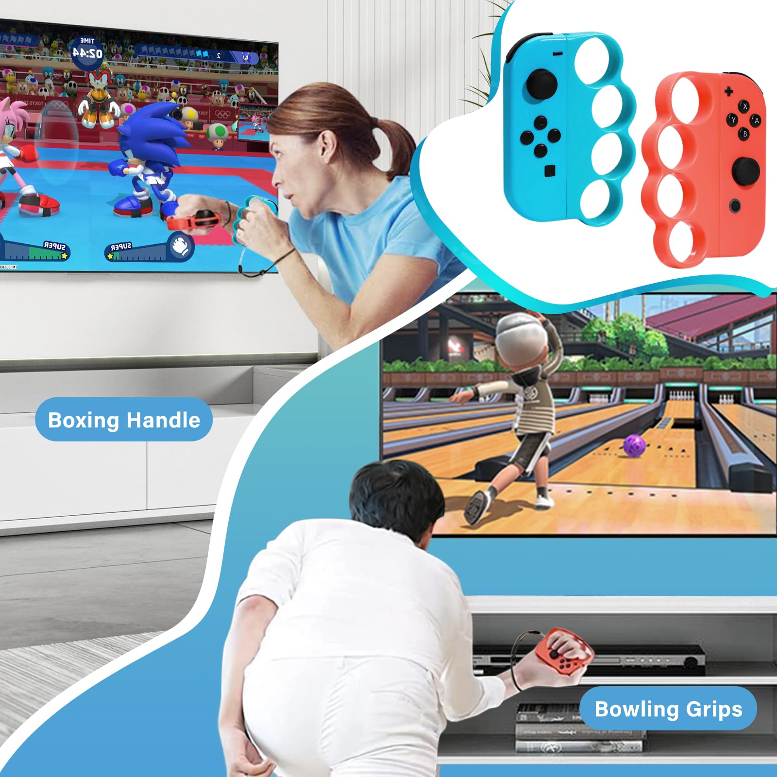 BRHE 16-in-1 Nintendo Switch Sports Accessories Bundle - Compatible with Switch & OLED - Includes Motion Controllers for Tennis, Bowling & More - Perfect for Family Game Nights & Multiplayer Sports Games