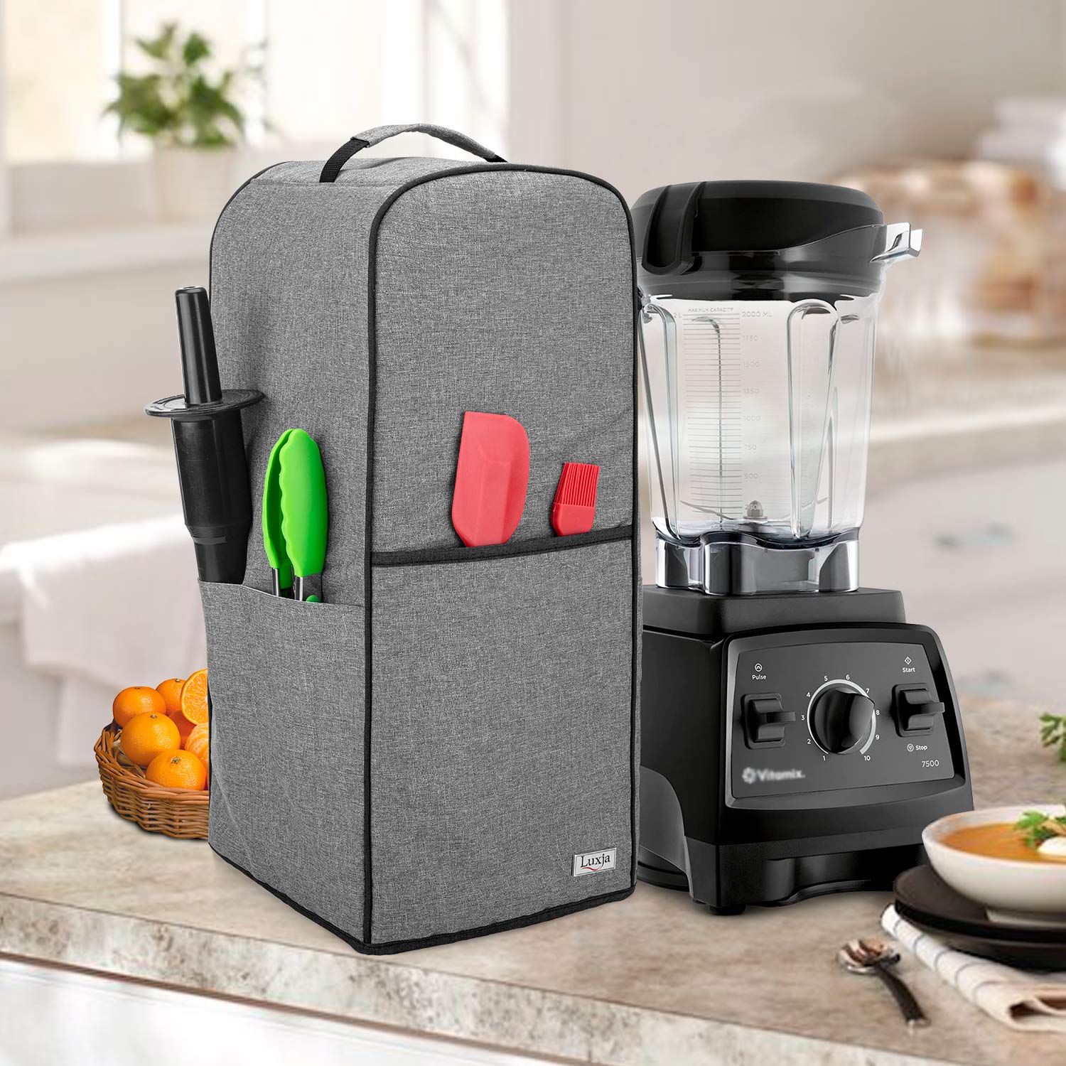 Luxja Blender Cover for Vitamix 64 oz Low-Profile Container - Durable Gray Blender Lid Protector | Perfect for Kitchen, Smoothie Making & Food Prep