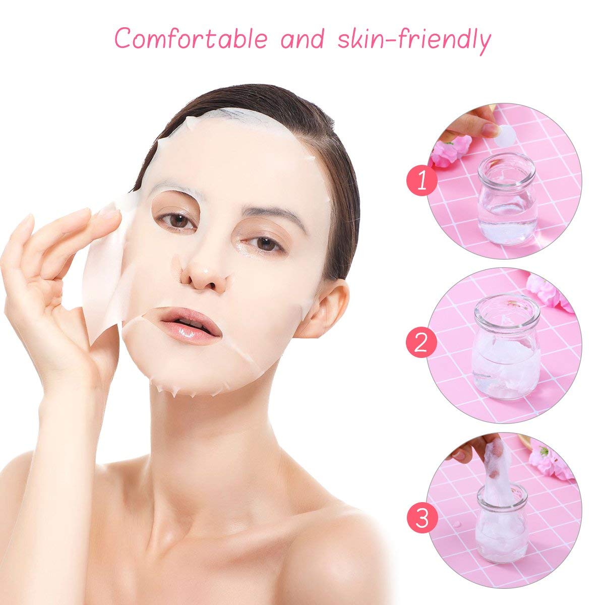 40 Pcs Compressed Facial Mask Sheets | Pre-Cut Non-Woven Fiber Paper | Natural Spa Skin Care for Women & Girls | Hydrating Facial Cream Application | Perfect for At-Home Spa & Beauty Routine