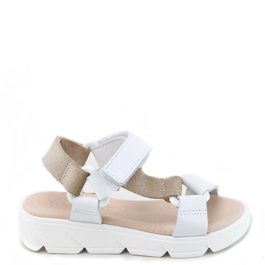 Papanatas White Triangle Velcro Sandals - Comfortable Women's Summer Shoes for Beach, Pool & Casual Wear