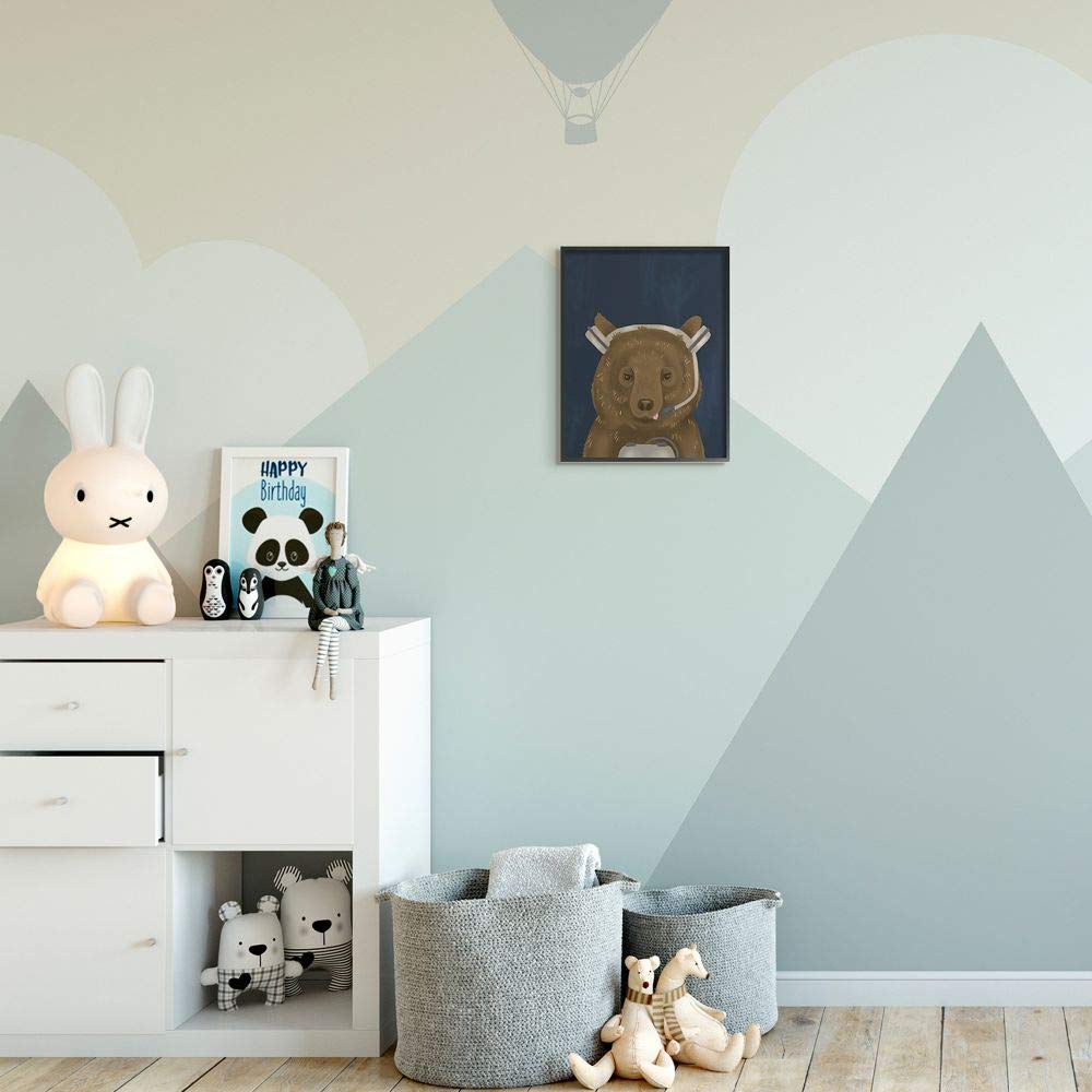 Stupell Industries Playful Video Game Bear Headset Wall Art - 11x14 Black Framed Children's Room Decor | Designed by Daphne Polselli | Perfect for Gamer Kids' Bedroom, Game Room & Nursery Decor