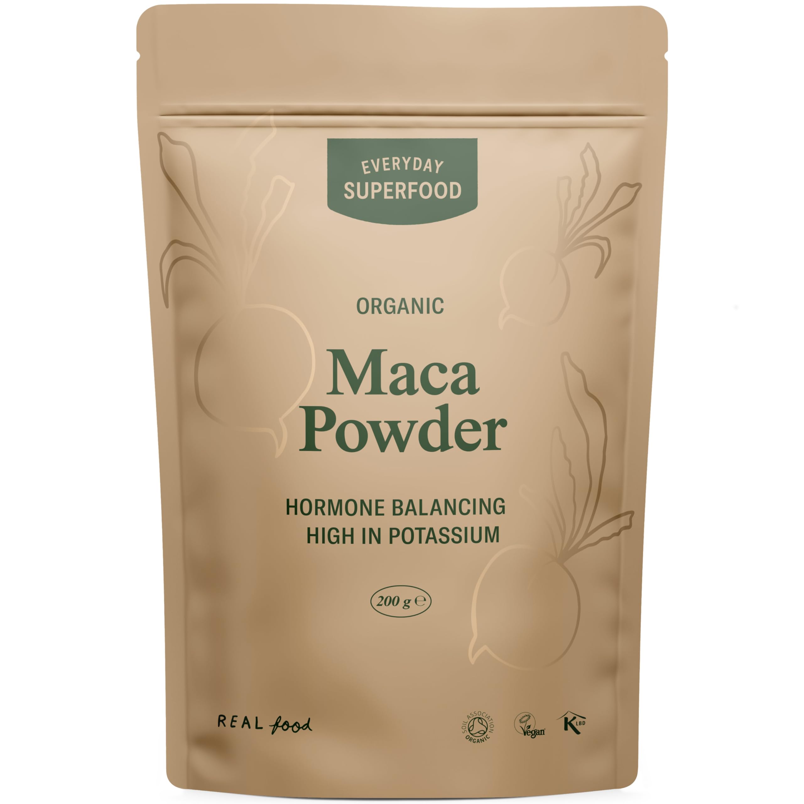 Organic Maca Powder 200g - Pure Dried Maca Root Superfood | USDA Certified, Vegan & Kosher | Perfect for Smoothies, Baking & Energy Boosts