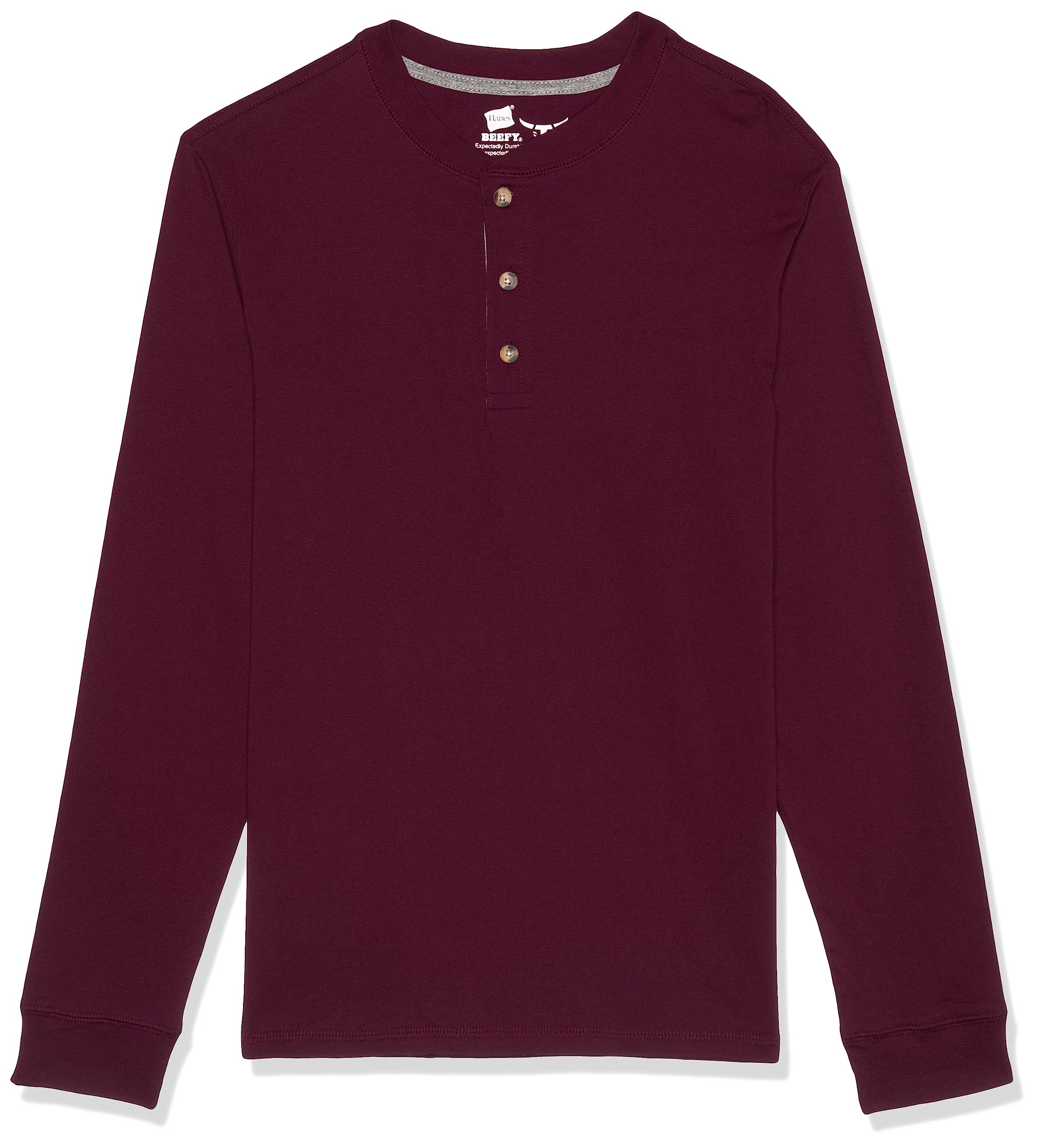 Hanes Men's Beefy-T Long Sleeve Cotton Henley Shirt - Soft & Comfortable Casual Wear for Everyday, Work & Outdoor Activities