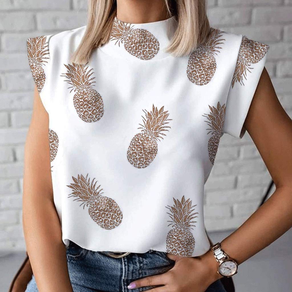 Elegant Women's Summer Casual Stand Neck Pullover Blouse - Short Sleeve Fashion Top for Ladies (Color: C, Size: XL) | Perfect for Office Wear, Date Nights & Casual Outings