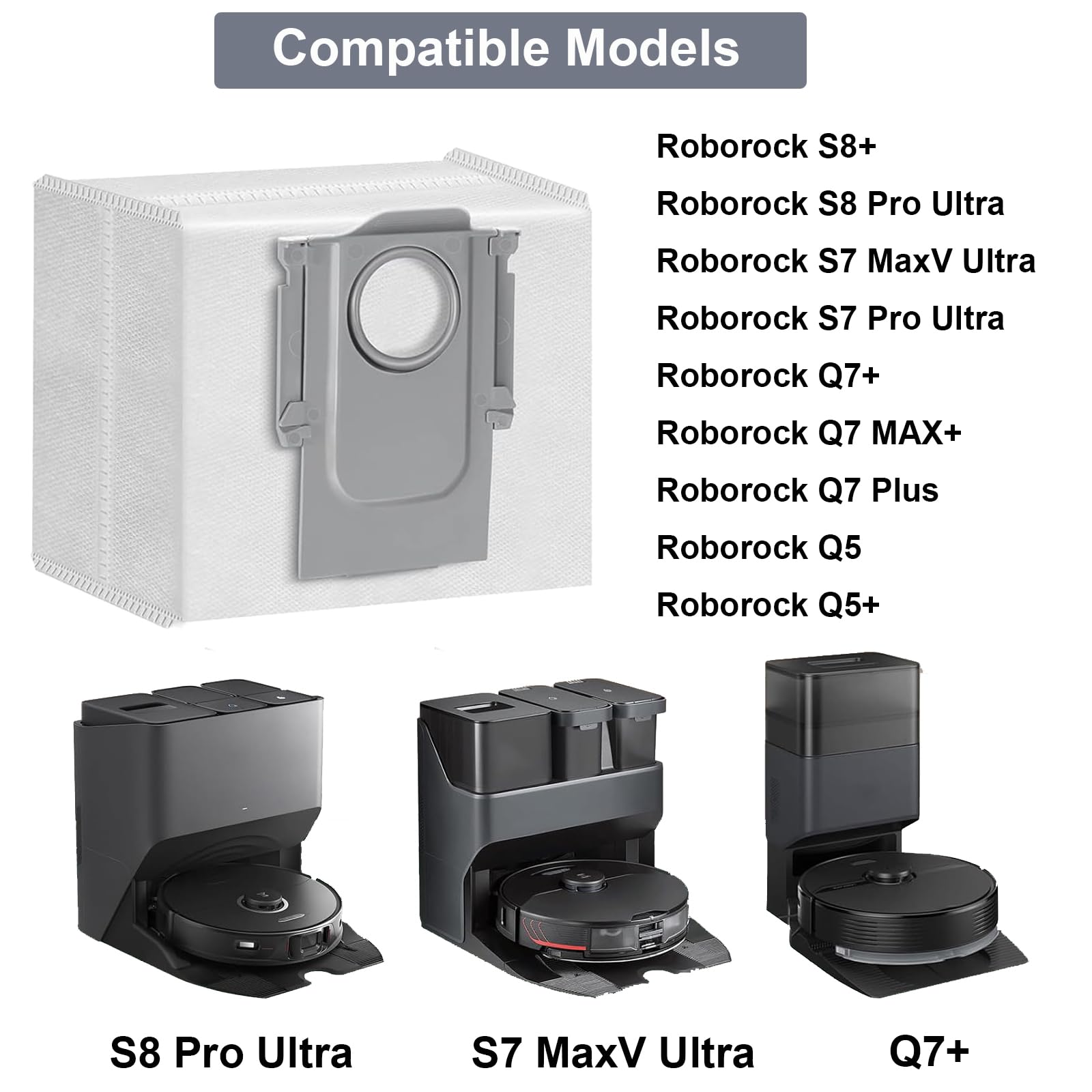 22 Pack Dust Bags for Roborock S8+/S8 Pro Ultra/S7 MaxV Ultra/Q7+/Q8 Max+/Q5 Pro Robot Vacuum Cleaners | 3L Large Capacity Disposable Vacuum Bags | Perfect for Home Cleaning & Maintenance