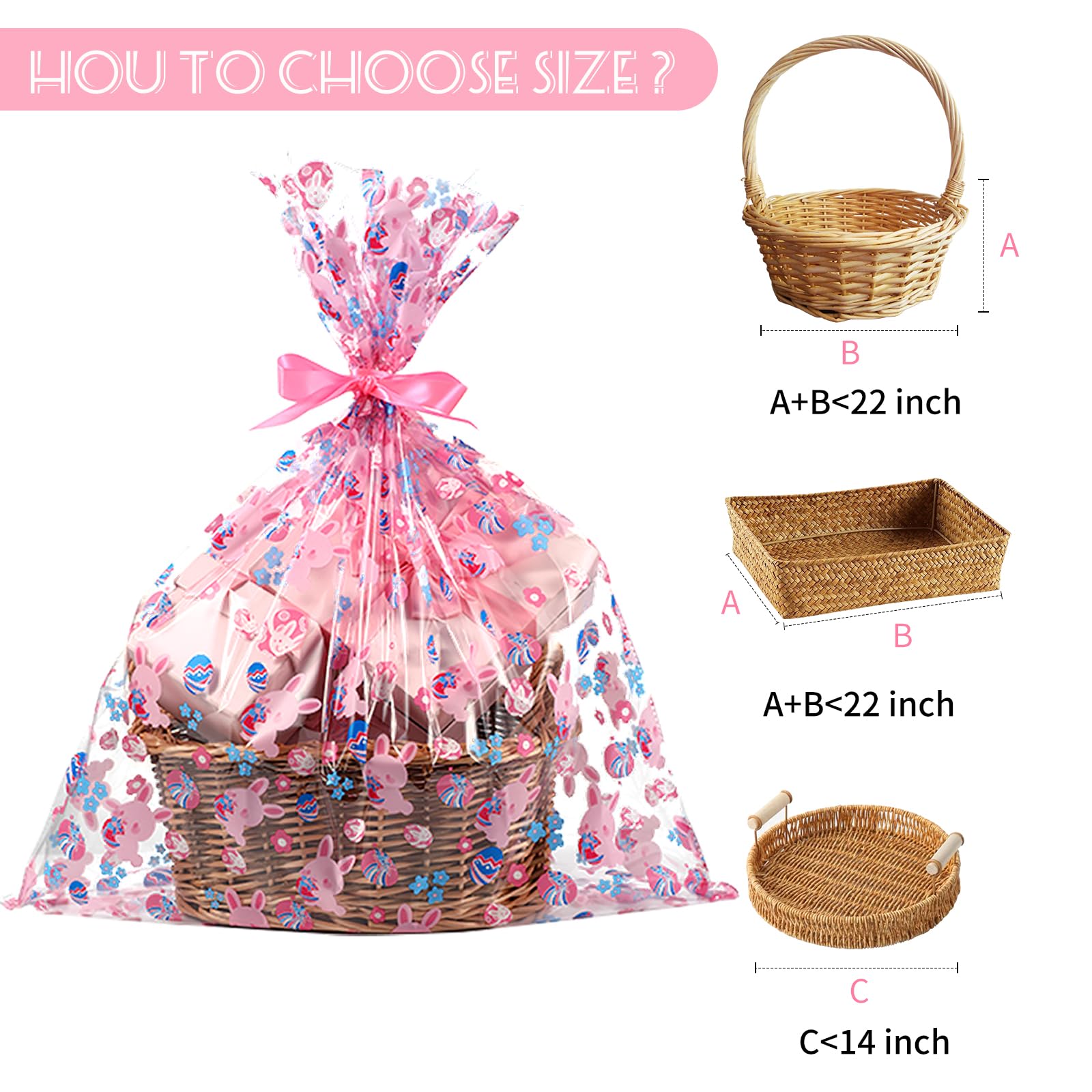Shareluck 24x30 Inch Easter Gift Bags - 10 Pack Large 2.5Mil Thick Plastic Cellophane Wrap for Easter Baskets, Party Favors & Holiday Gift Wrapping - Perfect for Easter Egg Hunts, Spring Celebrations & Gift Basket Decorations