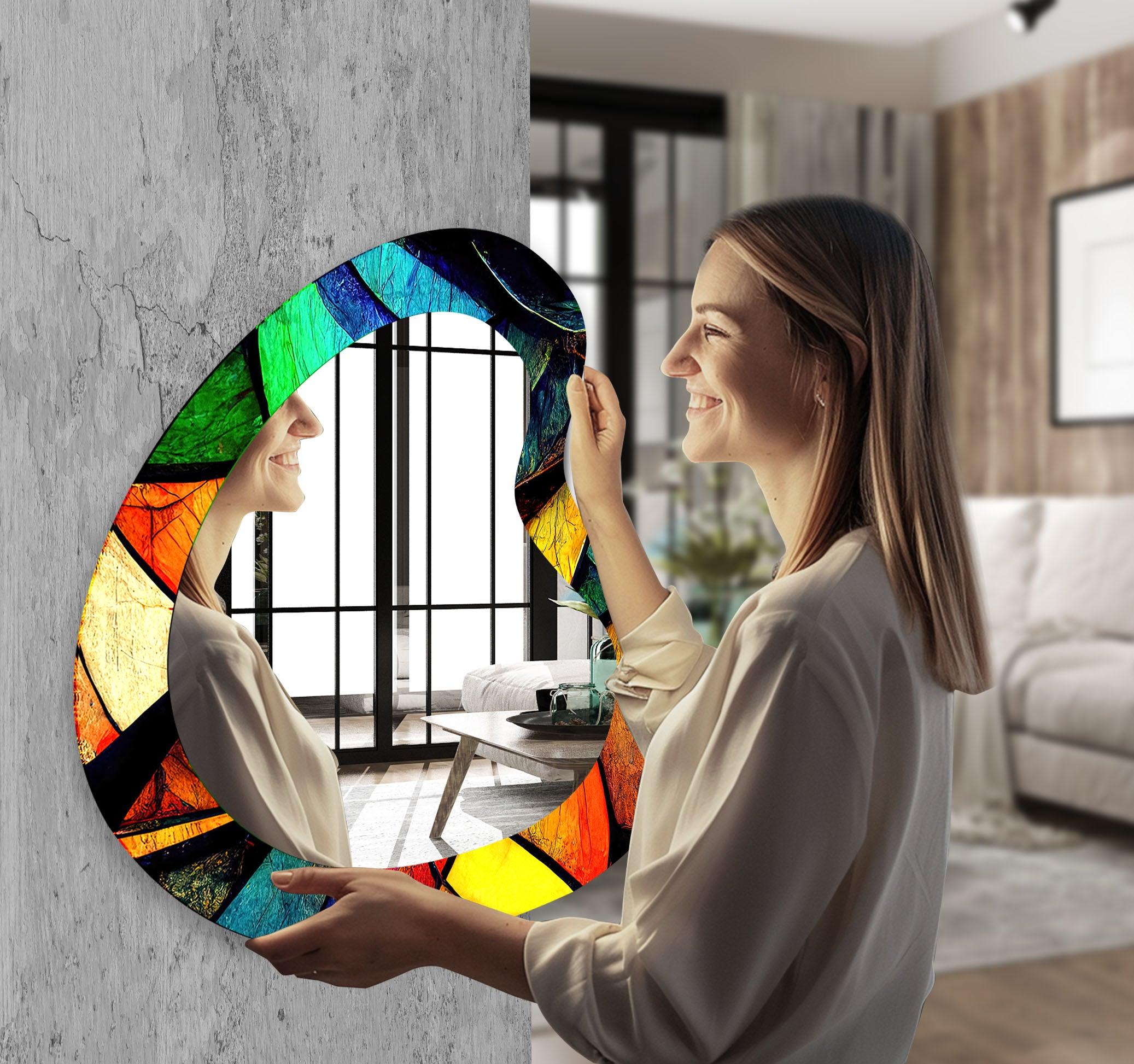 Stylish Modern Asymmetrical Wall Mirror - Unique Decorative Home Accent for Living Room, Bedroom & Entryway Decor