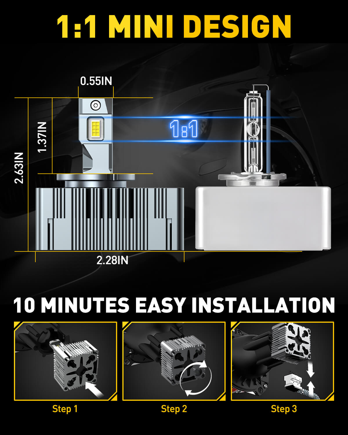 Brightest D5S HID Bulbs 24000 Lumens 6000K White Light - 500% Brighter Xenon HID Replacement Bulbs for Cars, Trucks, SUVs - Perfect for Night Driving & Enhanced Visibility