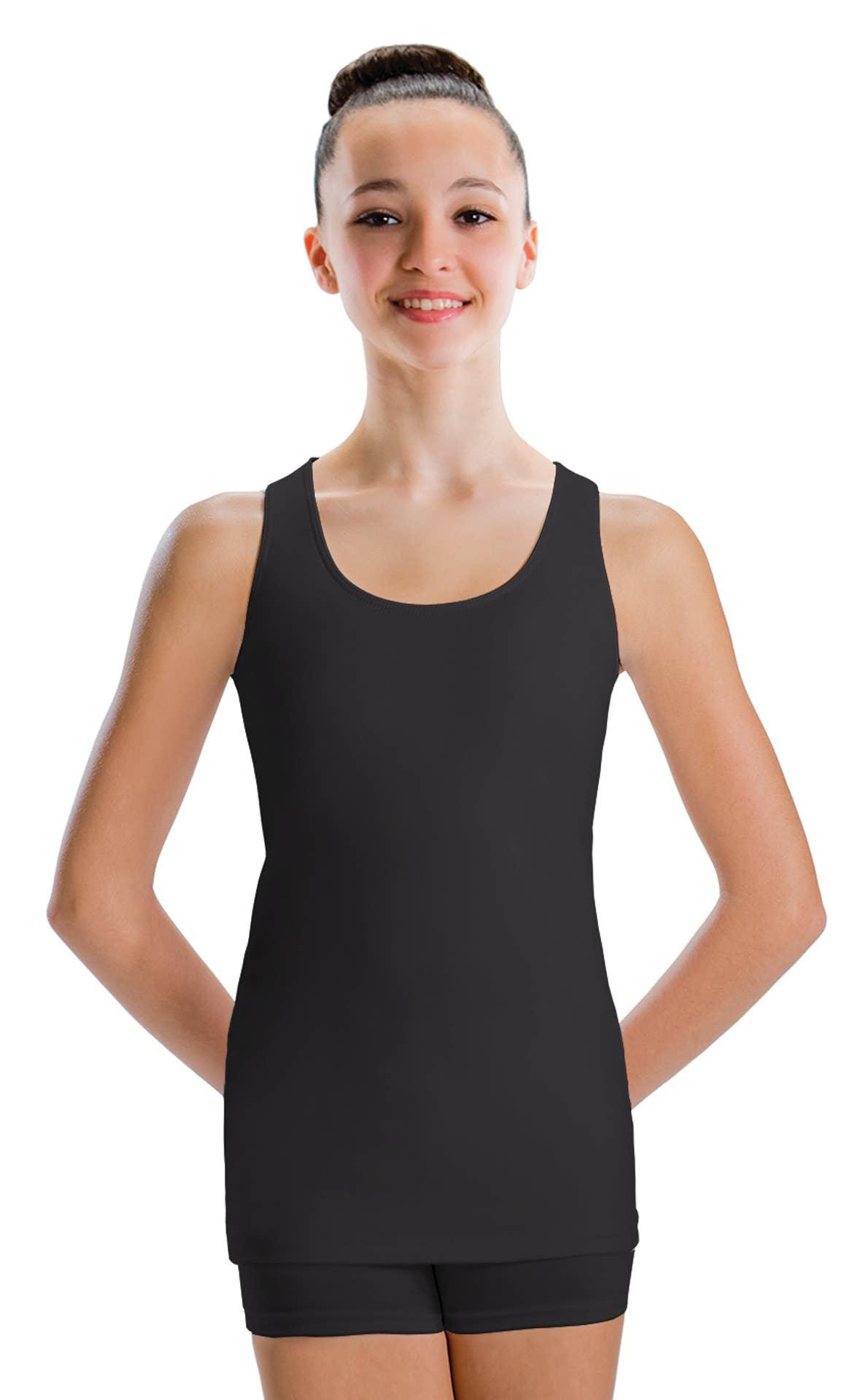 Motionwear Adult Black Dri-FIT Racerback Extended Length Tank Top - Moisture Wicking Workout Shirt for Running, Yoga & Gym Training