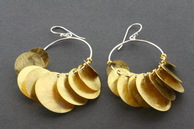 9 Disc Hoop Earrings - Gold Plated Dangle Earrings for Women, Trendy Party & Everyday Wear