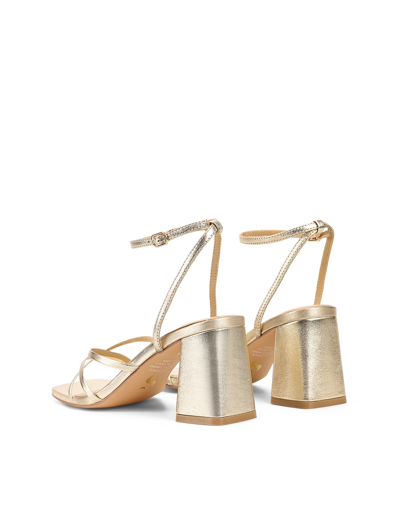 Straus Women's Gold Metallic Leather Block Heel Sandals - Comfortable Dressy Summer Shoes for Weddings, Parties & Office Wear
