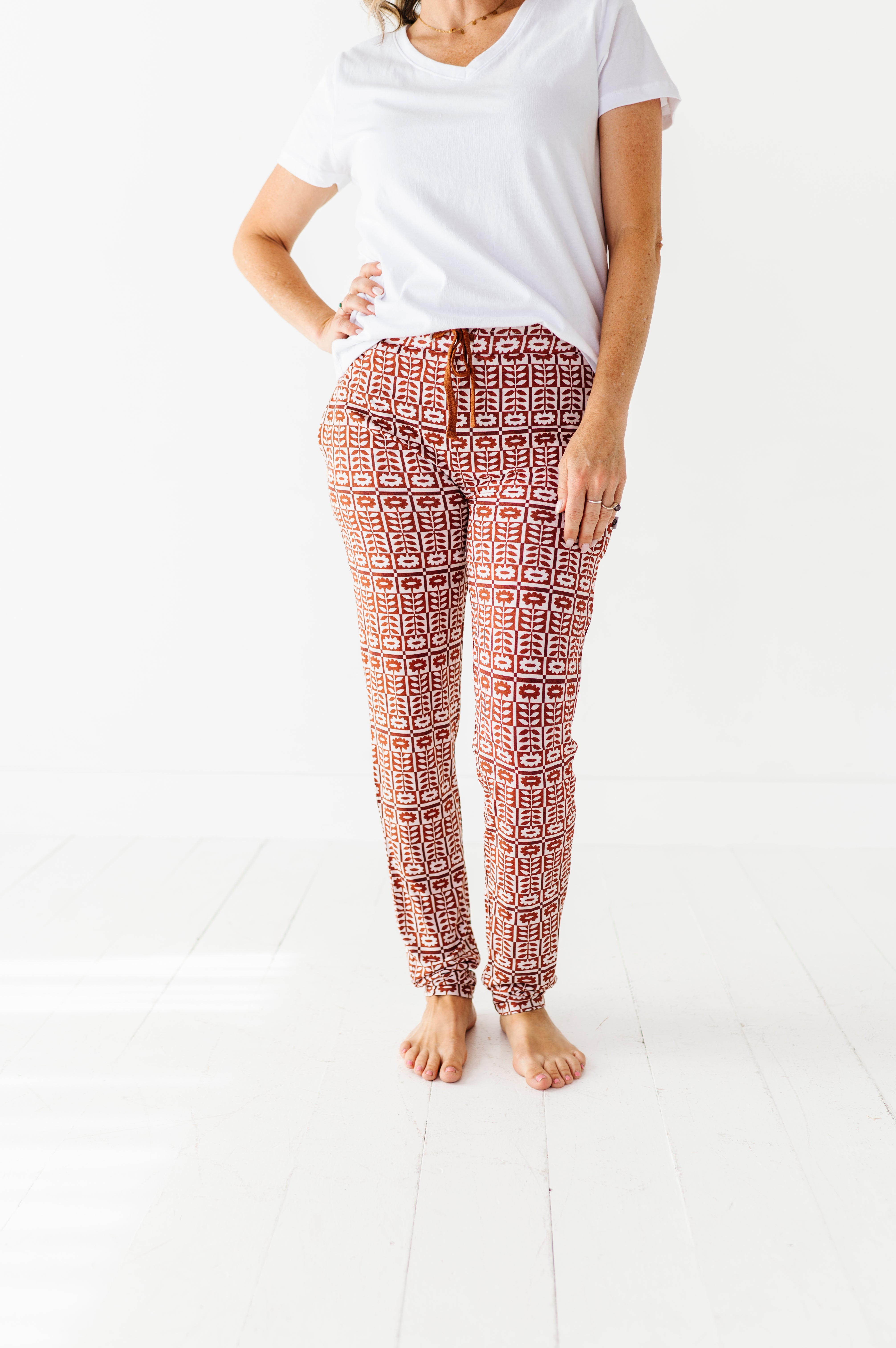 Spiced Blooms Women's Modal Jersey Joggers - Soft Stretchy Lounge Pants for Yoga, Running & Casual Wear
