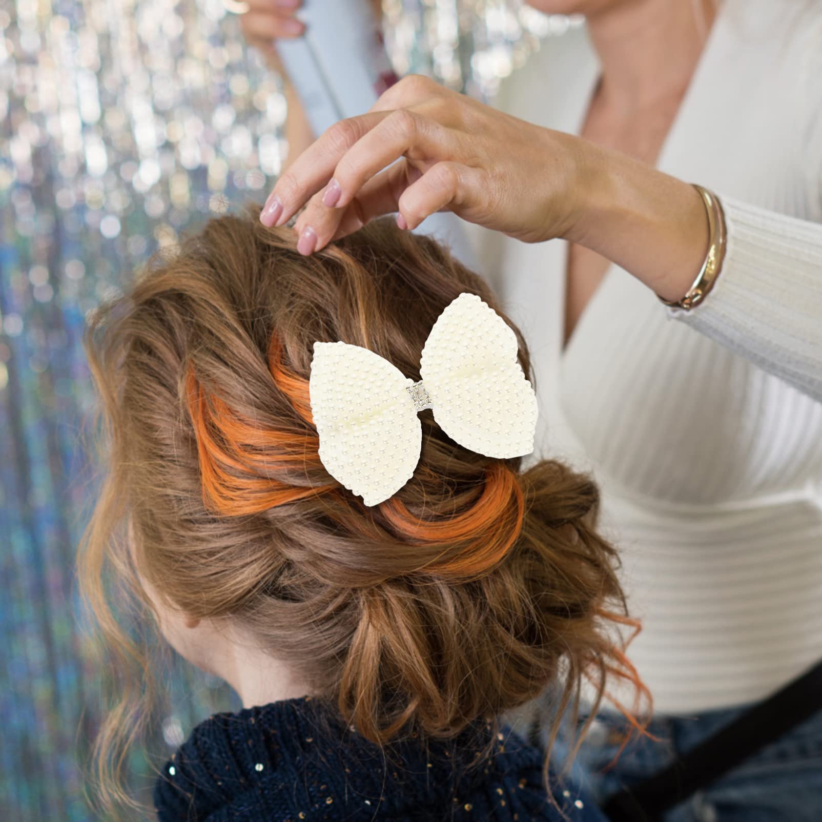 4pcs Pearl Hair Clips for Women & Girls - Elegant Bow Hair Grips for Toddlers, Cosplay Party Headwear - Perfect for Weddings, Prom, Daily Styling & Special Occasions