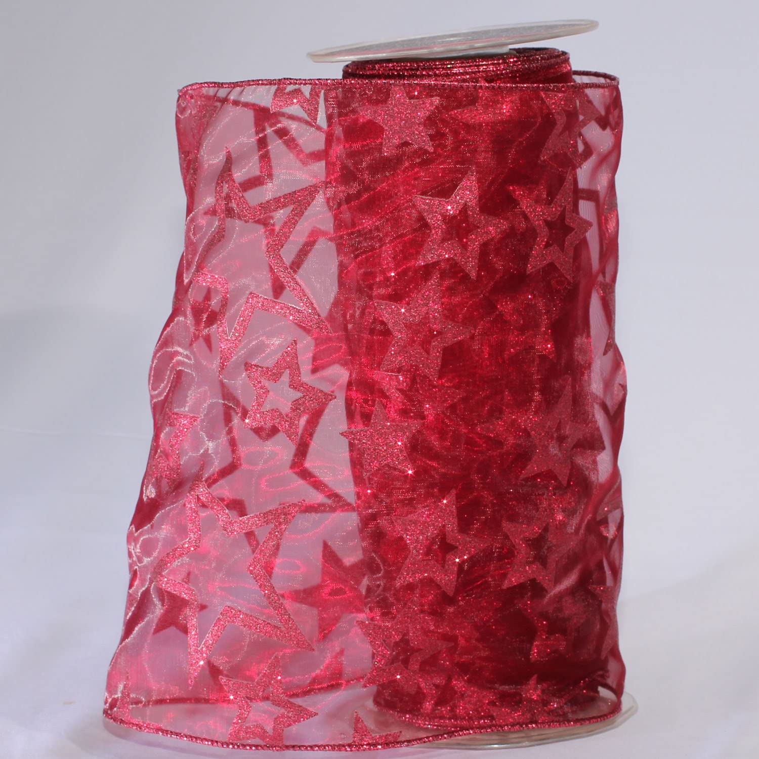 Burgundy Sheer Shimmering Wired Craft Ribbon - 9