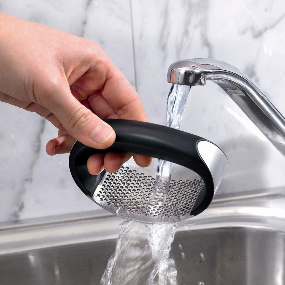 Professional Stainless Steel Garlic Press & Peeler Set - Heavy Duty Manual Garlic Crusher, Mincer, Masher & Squeezer Tool for Cooking, Baking & Meal Prep - Perfect for Chefs & Home Kitchens