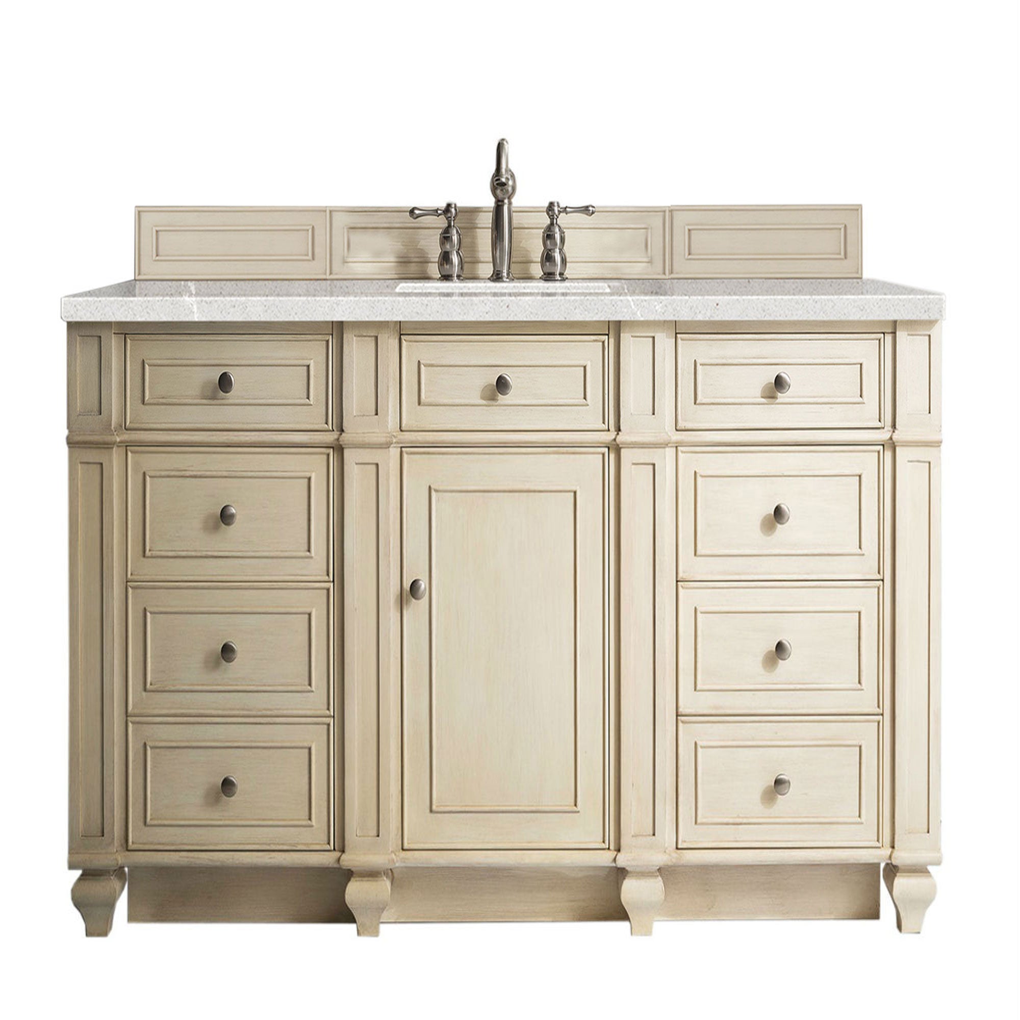 Bristol 60 Inch Single Bathroom Vanity Set with 3CM Eternal Serena Quartz Countertop in Vintage Vanilla - Perfect for Modern Farmhouse, Coastal, or Traditional Bathroom Designs