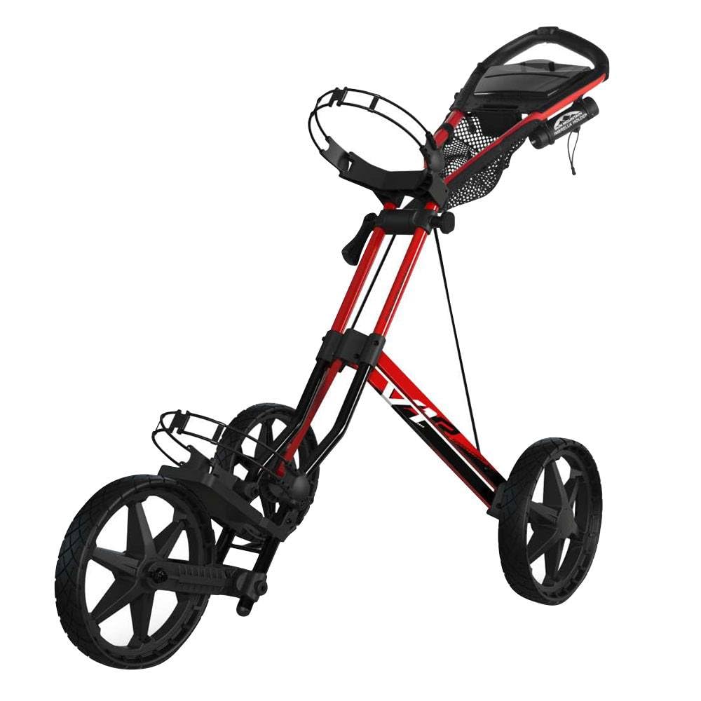 Sun Mountain Golf Speed Cart V1R 3 Wheel Push Cart - Black Fire Red | Lightweight Folding Golf Push Cart for Men & Women | Perfect for Golf Courses, Tournaments & Practice Ranges