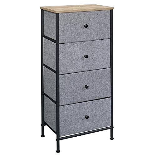 Pemberly Row 4-Drawer Tall Metal Storage Organizer in Charter Oak - Perfect for Home Office, Closet Organization & Bedroom Storage - Space Saving Cabinet for Files, Clothes & Accessories