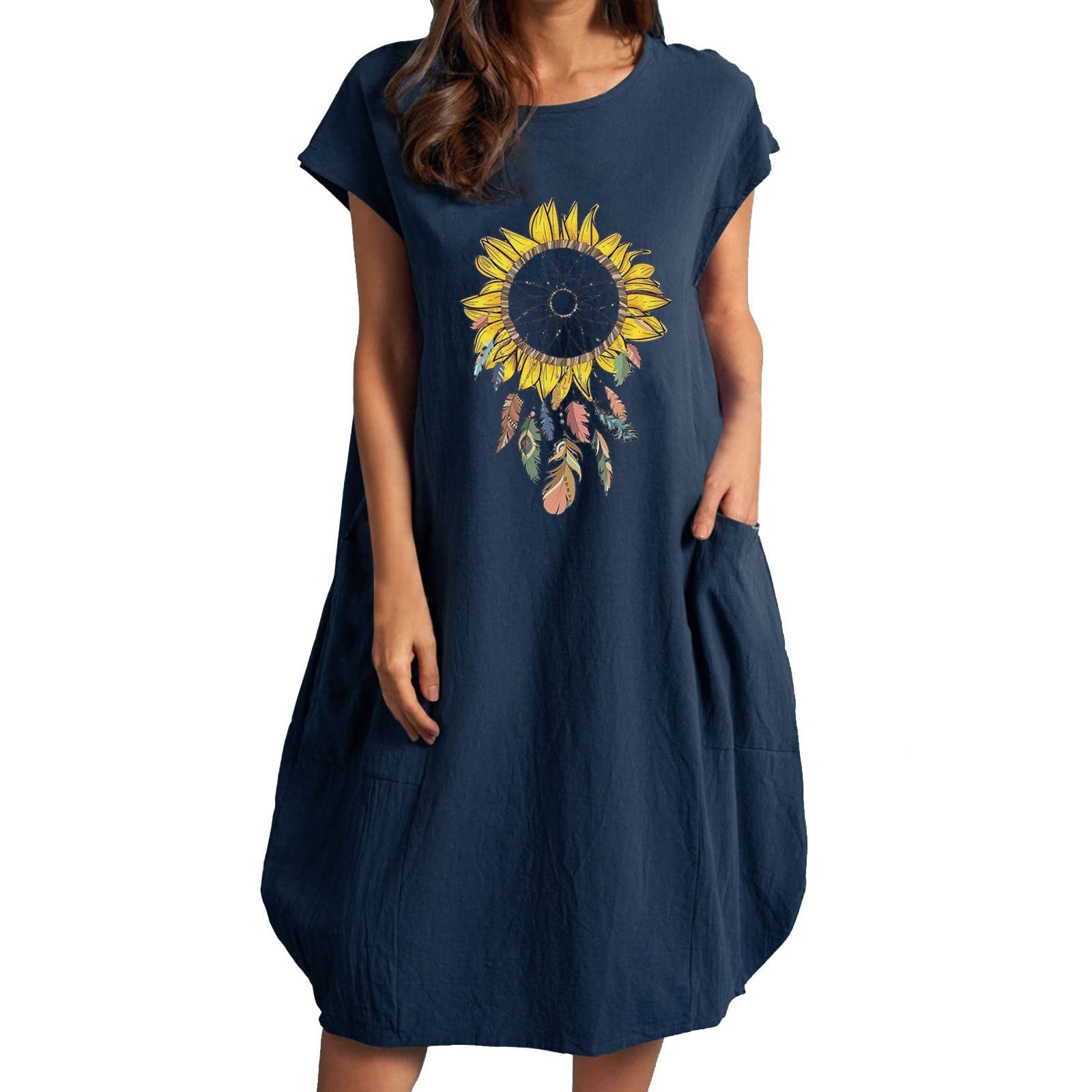 Women's Summer Dresses - Flowy Tie Back Long Sleeve Beach Dress with Lantern Sleeves | Casual Sundress for Vacation, Beach Party & Outdoor Activities