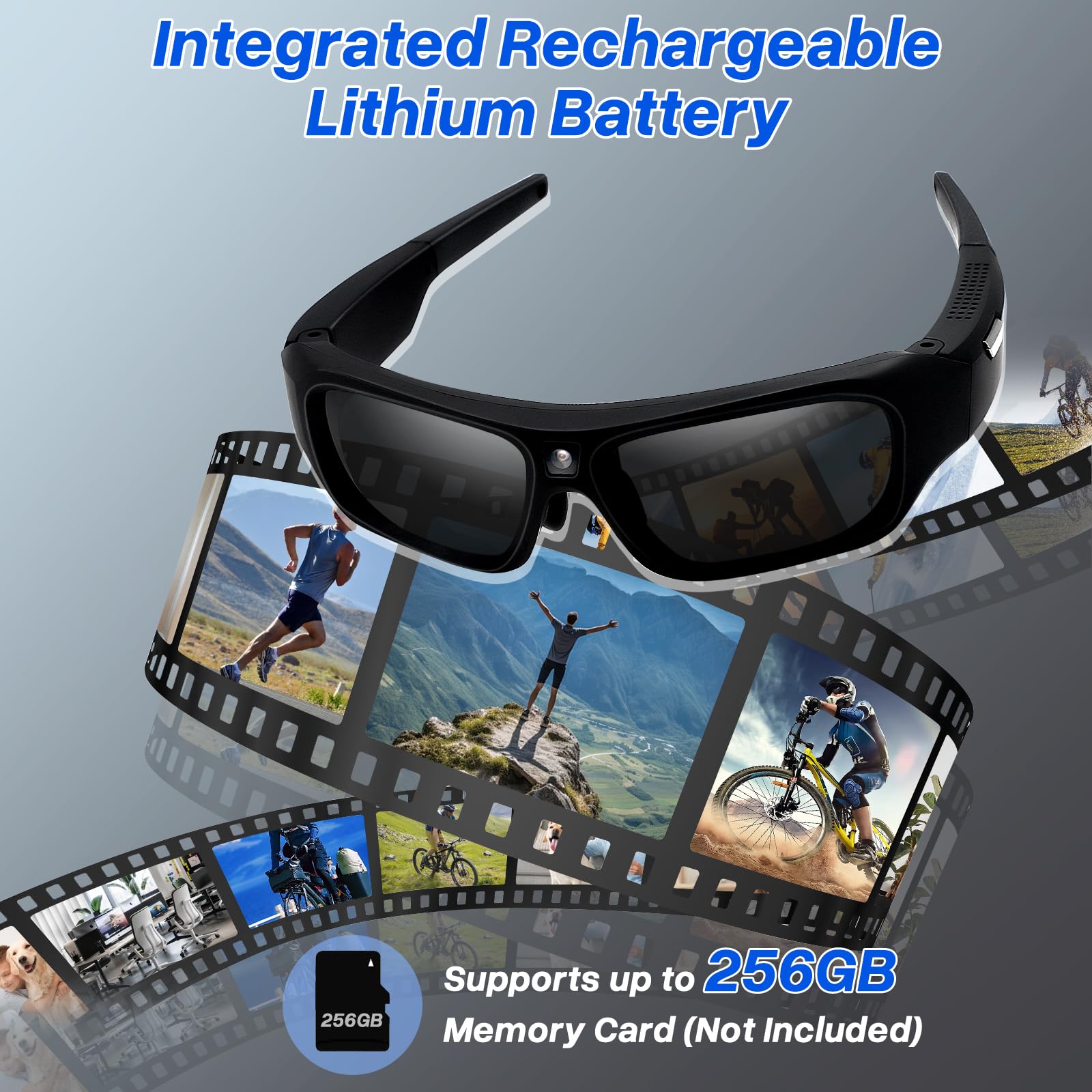 4K HD Camera Sunglasses with Polarized UV Protection Lens - Sport Action Glasses for Travel, Outdoor Activities & Adventure (Black) | Perfect for Cycling, Hiking, Fishing & Recording Hands-Free Videos