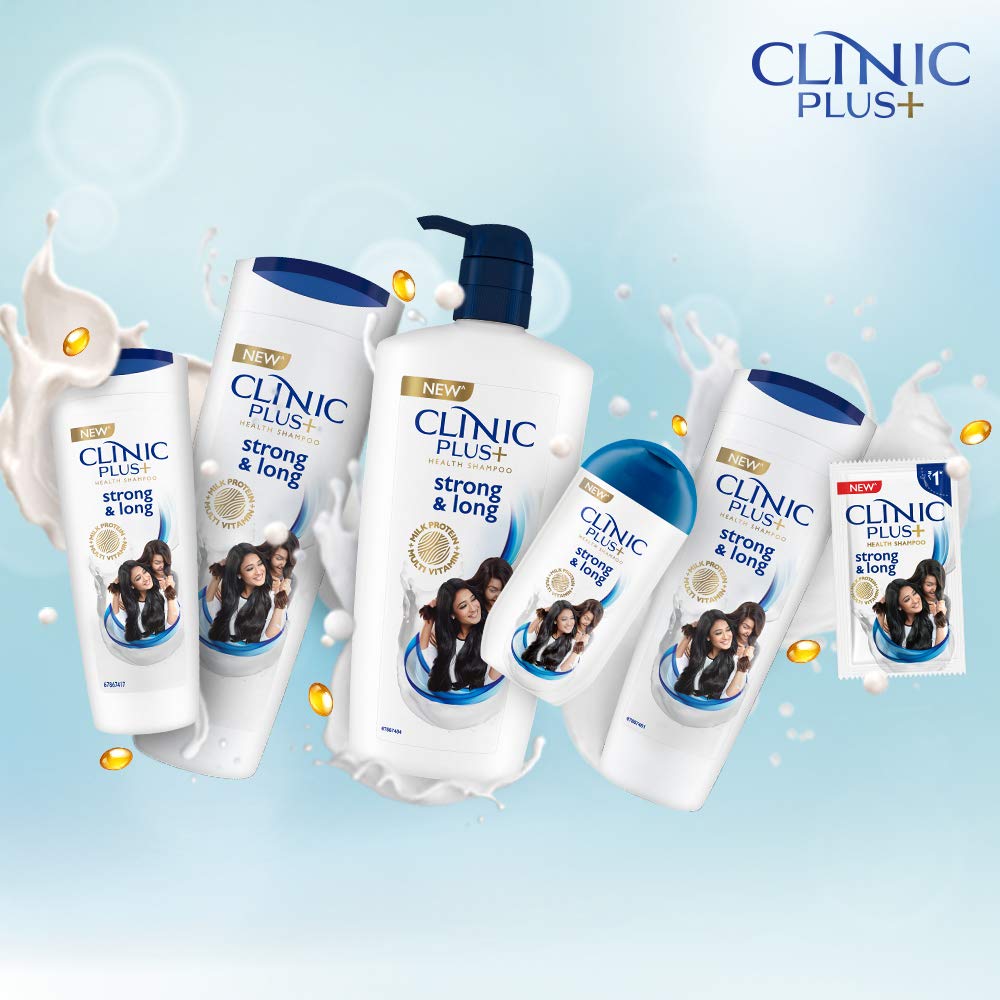 Clinic Plus Strong & Long Health Shampoo 340ml for Hair Growth & Damage Repair - Daily Use for Men & Women at Home or Salon