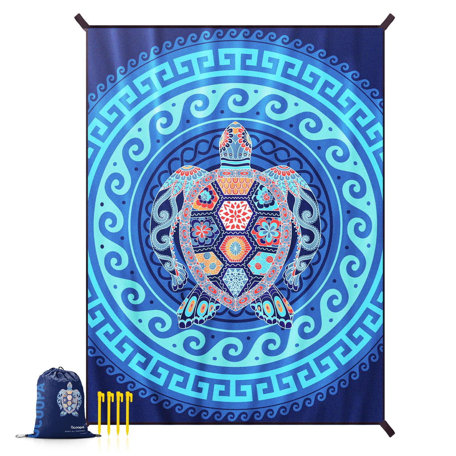 OCOOPA Sand-Free Quick Dry Beach Blanket - Large Waterproof Outdoor Mat for Beach, Yoga, Picnic, Camping & Music Festivals | Portable, Soft & Durable | Perfect for Travel, Park & Backyard Use