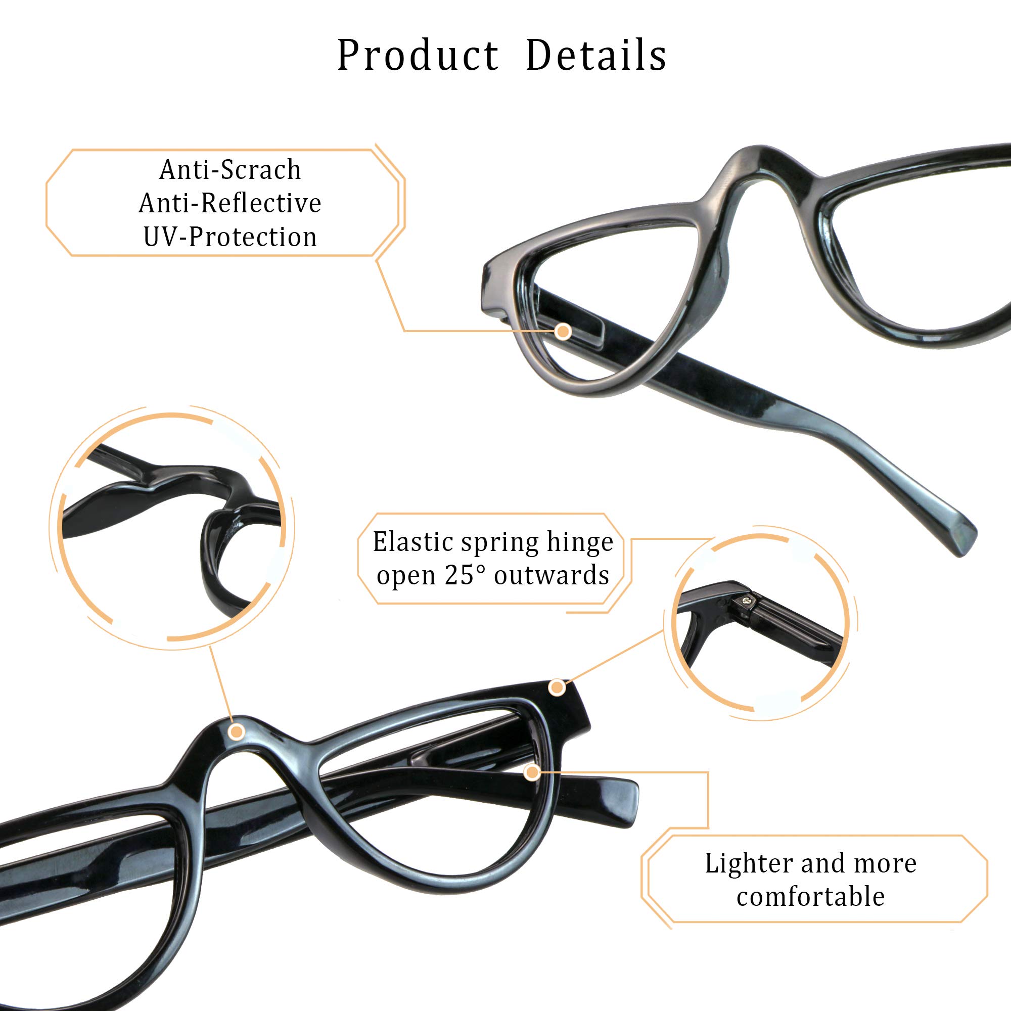 LifeArt Blue Light Blocking Glasses - 4 Pairs Reading Glasses for Computer & Screen Use - Anti-Eye Strain Glasses for Men & Women - Perfect for Office Work, Gaming & Digital Device Protection