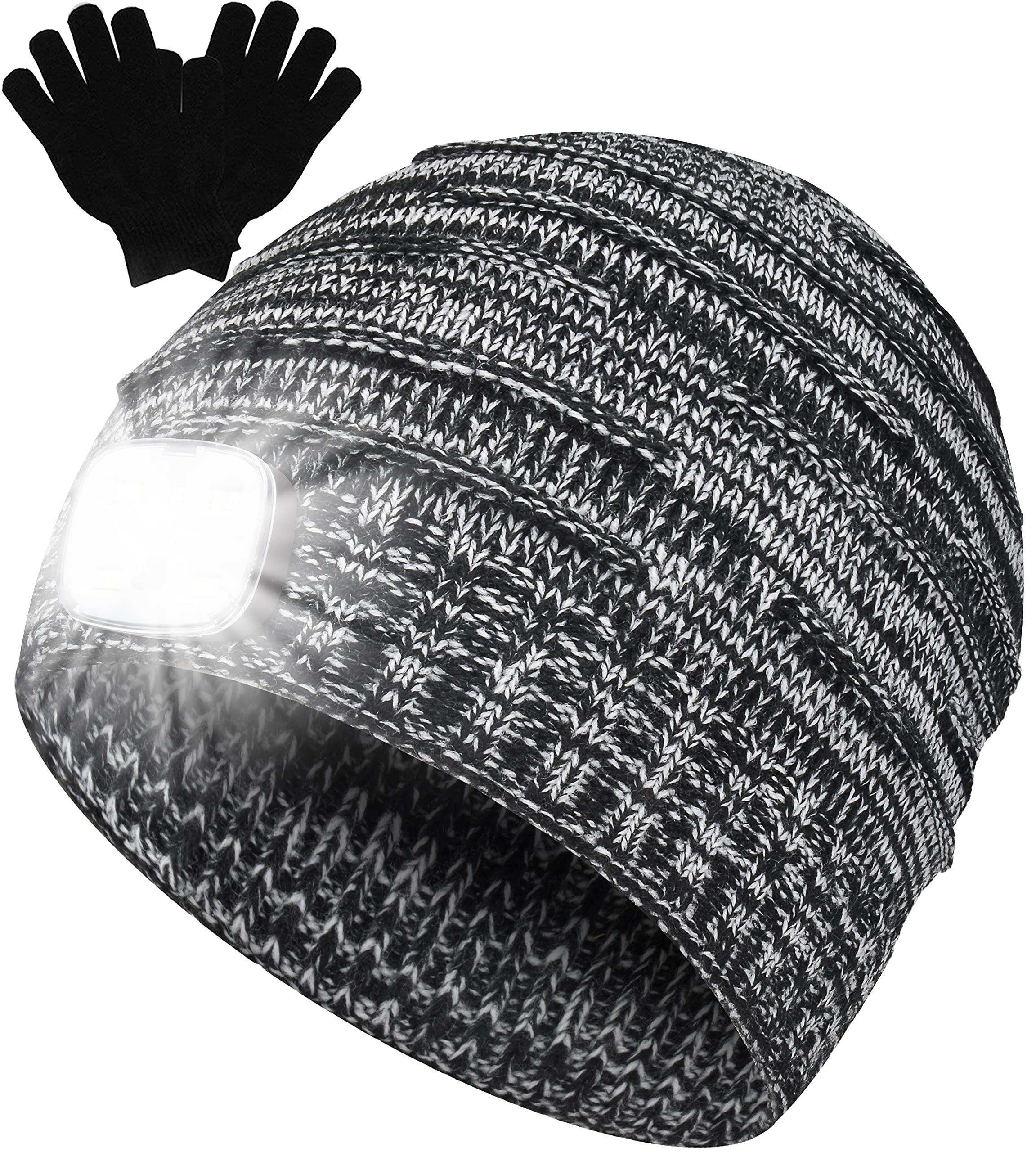 ZenNutt LED Beanie Hat with Light & Gloves Set - Christmas Tech Gifts for Men, Women, Teens - Perfect Stocking Stuffer for Him, Her - Great for Winter Outdoor Activities, Night Running, and Holiday Festivities