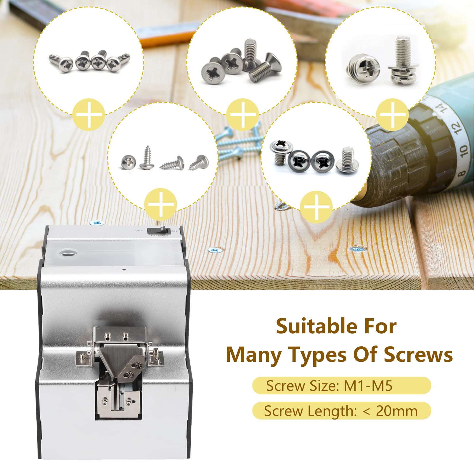 Automatic Screw Feeder Machine for M1.0 to M5.0 Screws (Under 20mm) - Precision Screw Sorting & Dispensing Tool for Electronics Assembly, Woodworking & DIY Projects